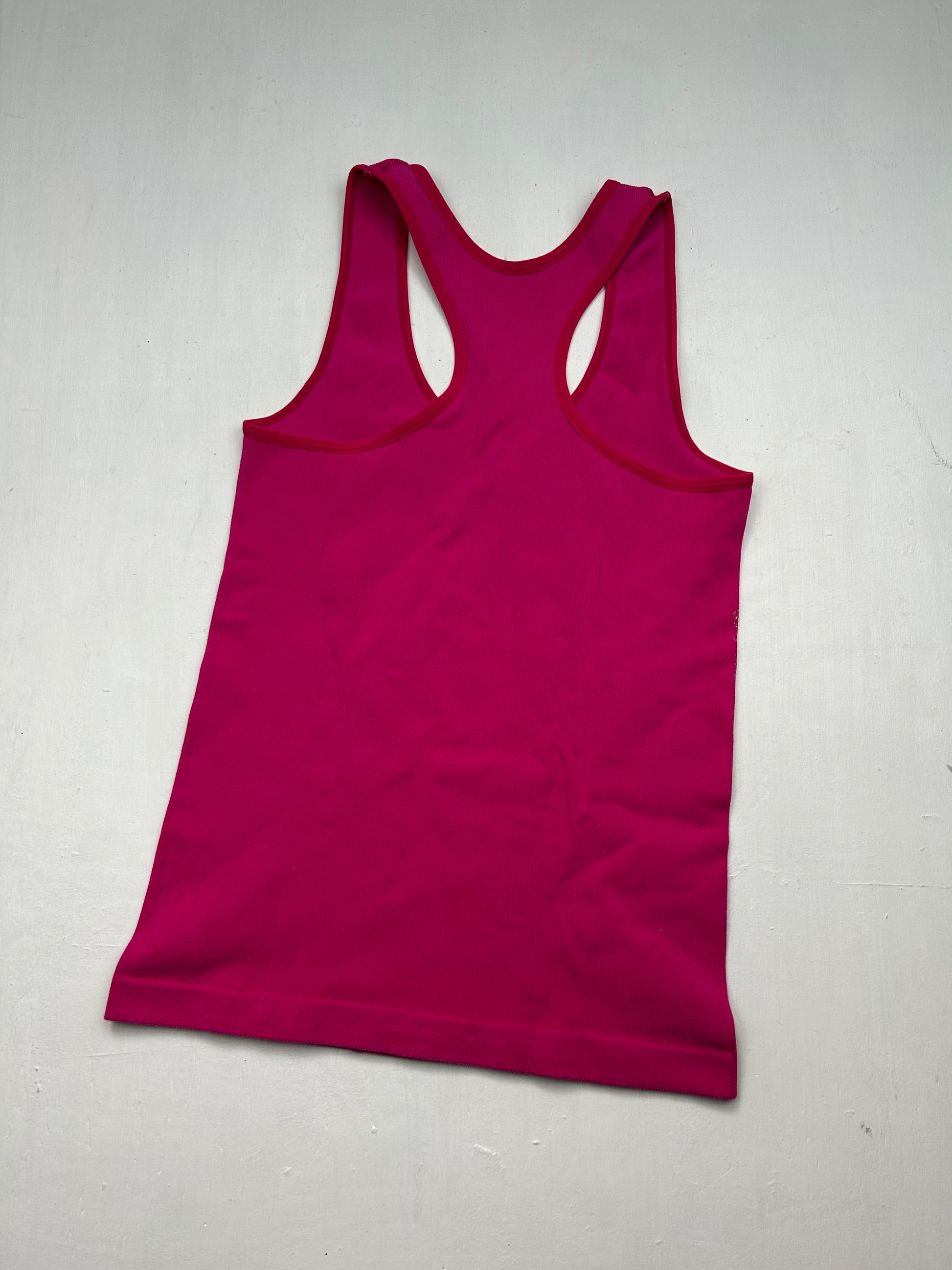 Pink roses floral print stretchy tank top (S)