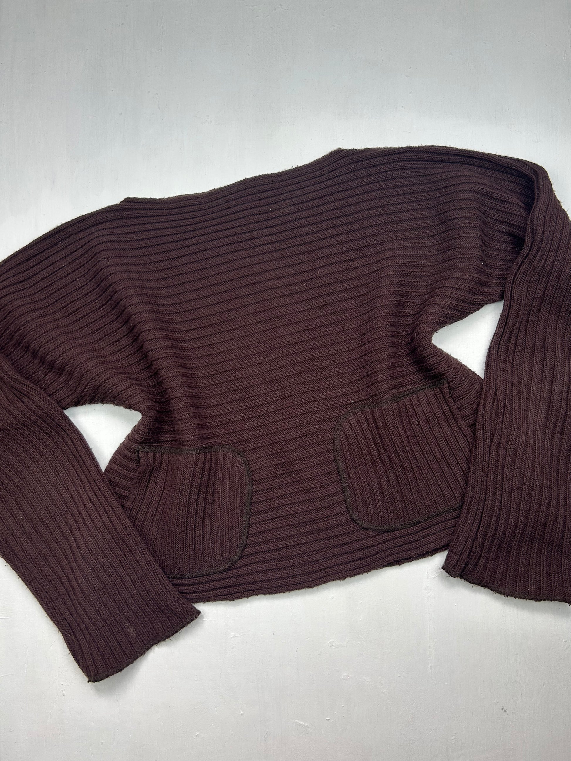 Brown ribbed pockets  jumper (XL)