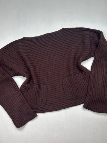 Brown ribbed pockets  jumper (XL)