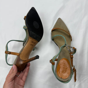 Khaki GG buckle heels (37)