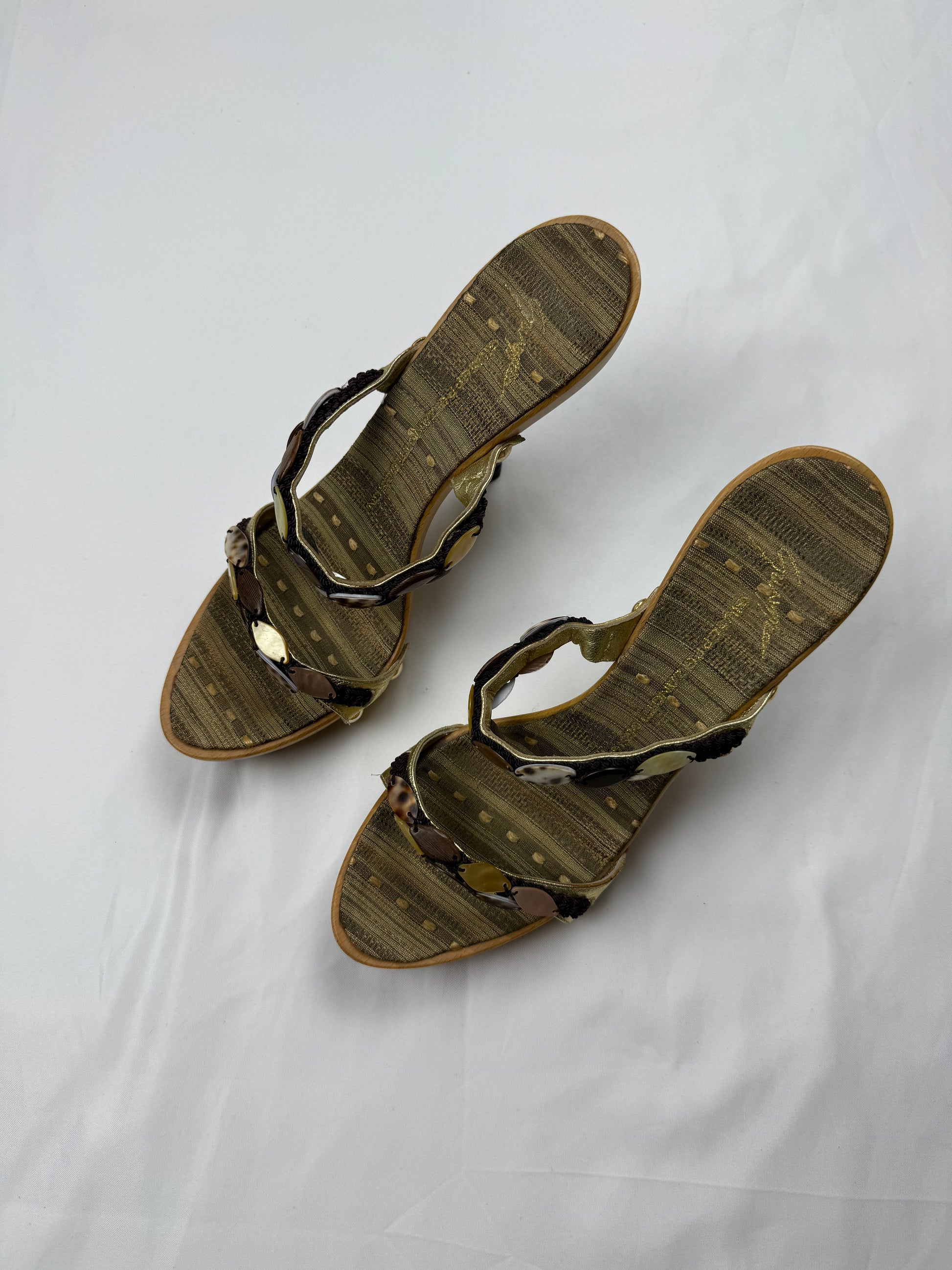 Khaki seashells heels mules (37)