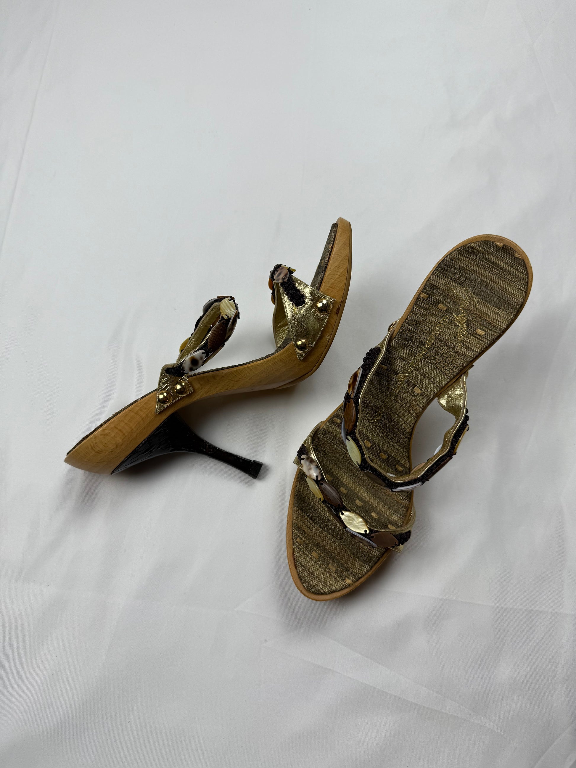 Khaki seashells heels mules (37)