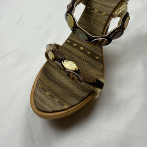 Khaki seashells heels mules (37)