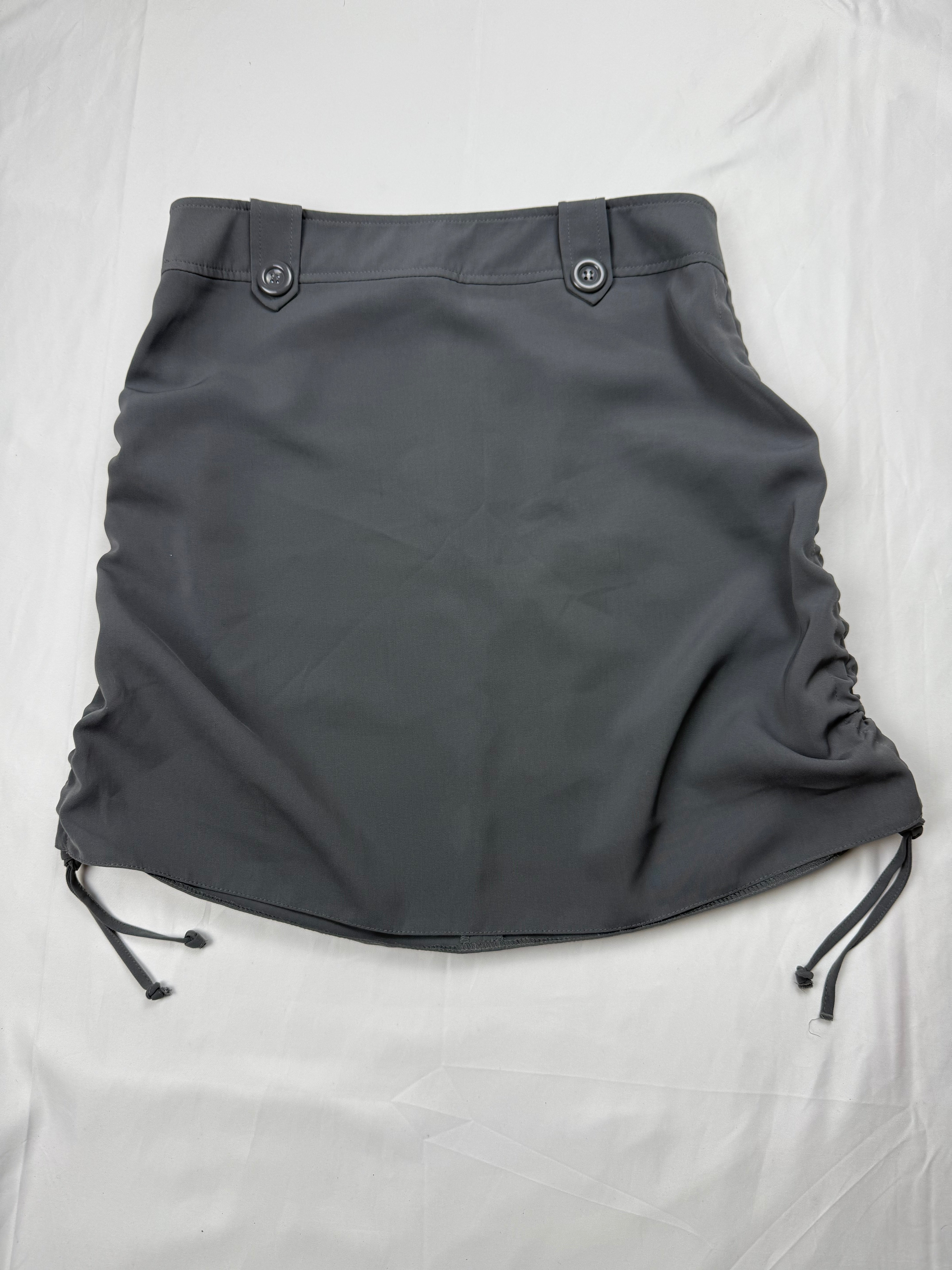Grey ruched adjustable mini office skirt (S)