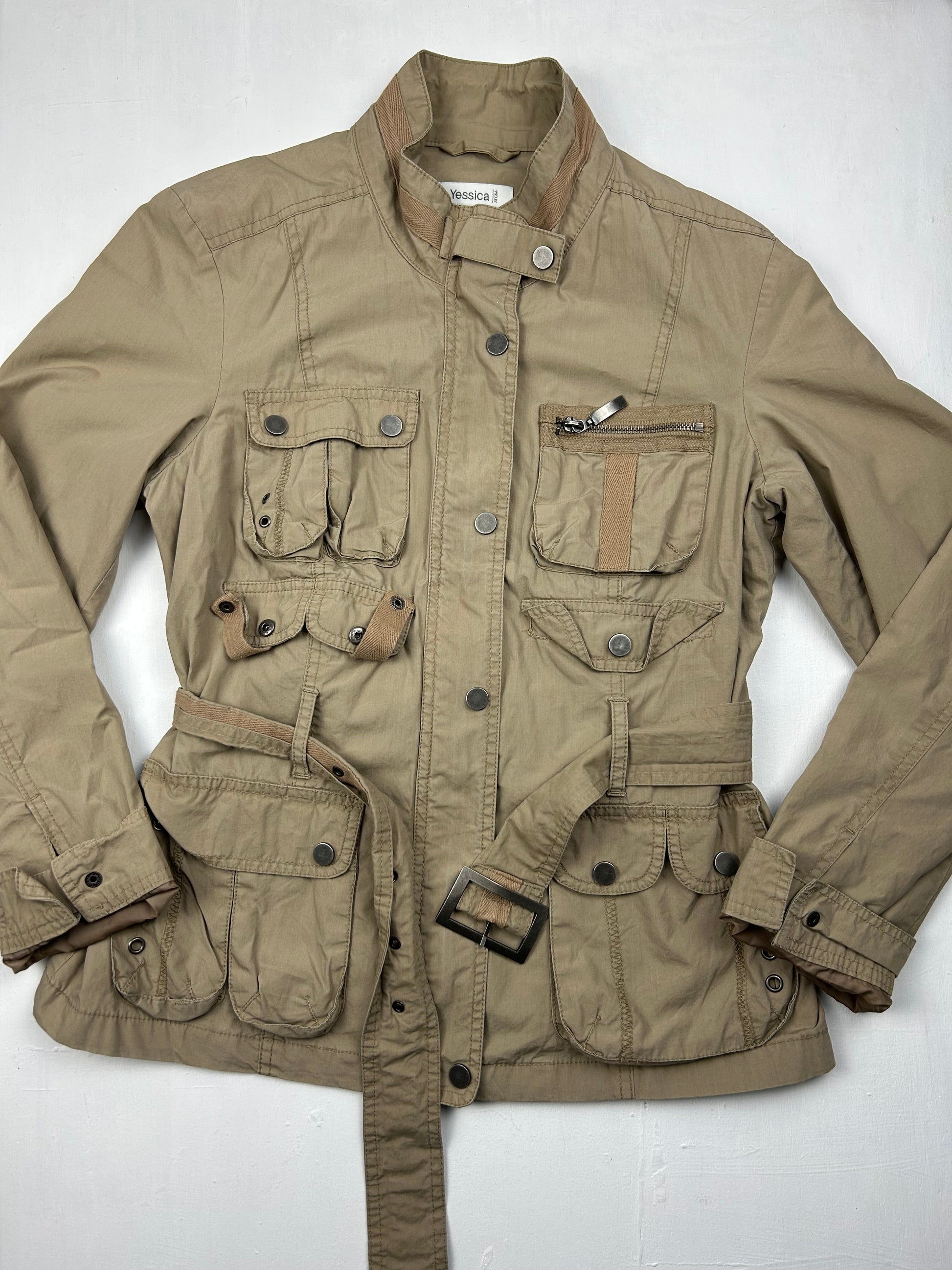 Beige utility biker belt jacket (M/L)