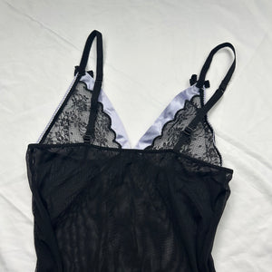 Black lycra & mesh babydoll mini dress (S)