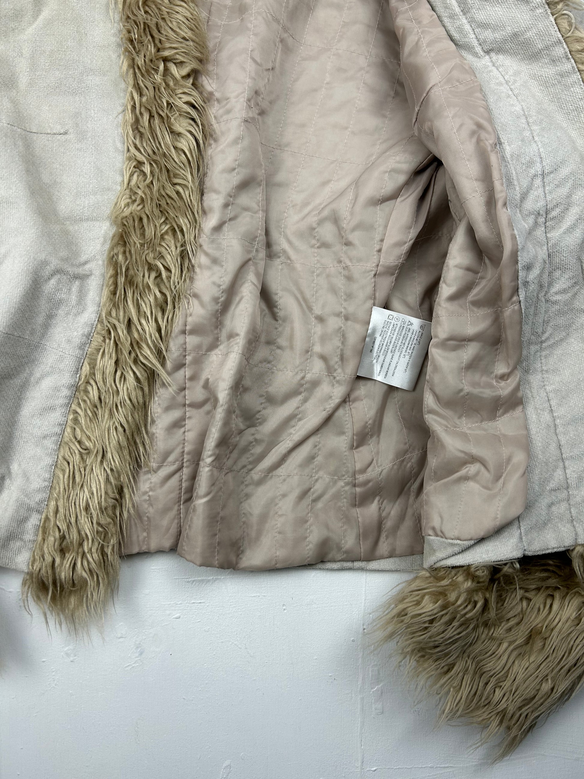 Beige faux fur afghan coat jacket (S/M)