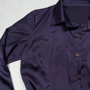 Purple silky tight fit long sleeves shirt (S/M)