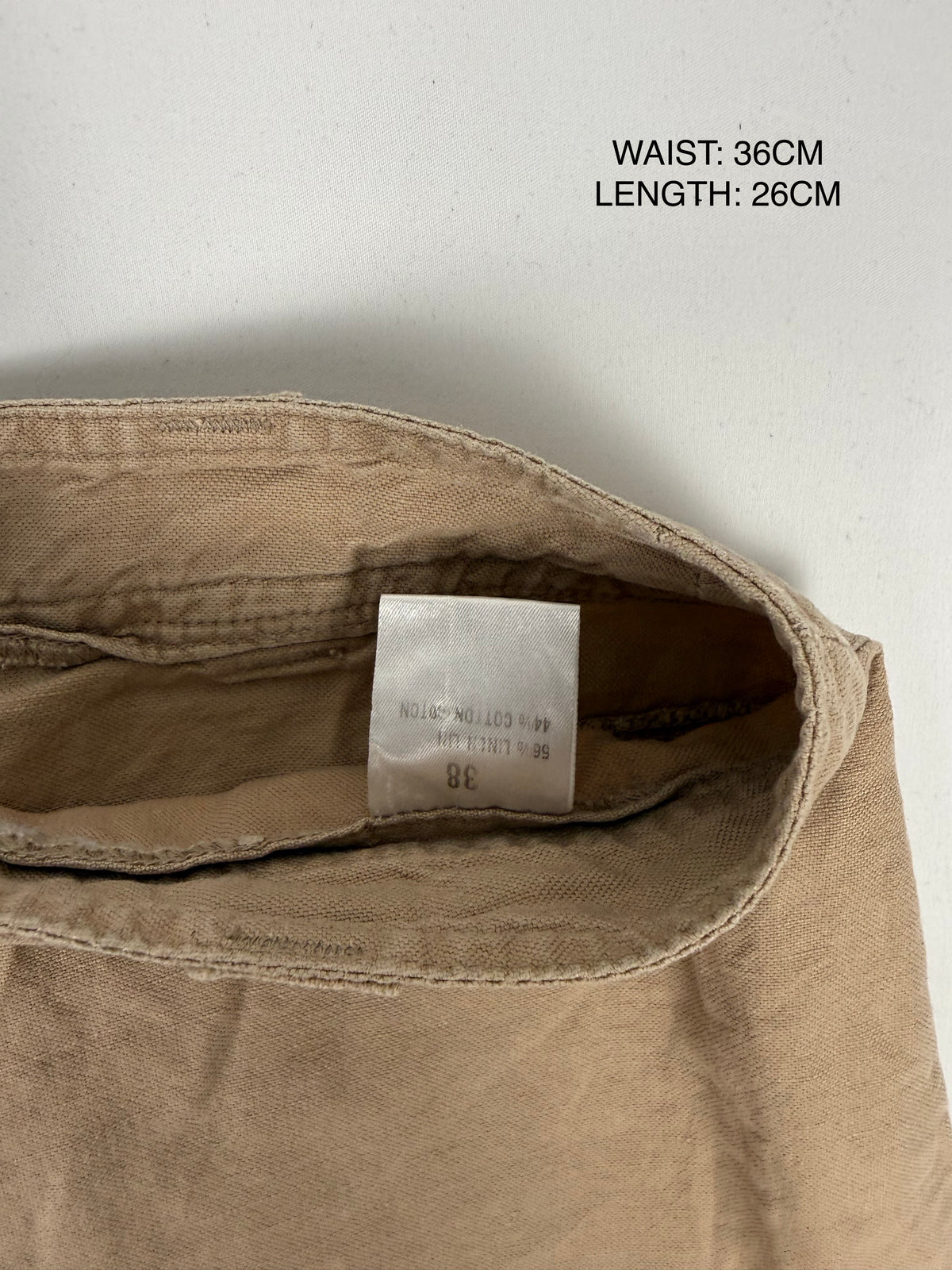 Beige denim low rise mini skirt (XS)