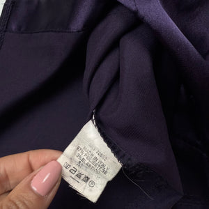 Purple silky tight fit long sleeves shirt (S/M)