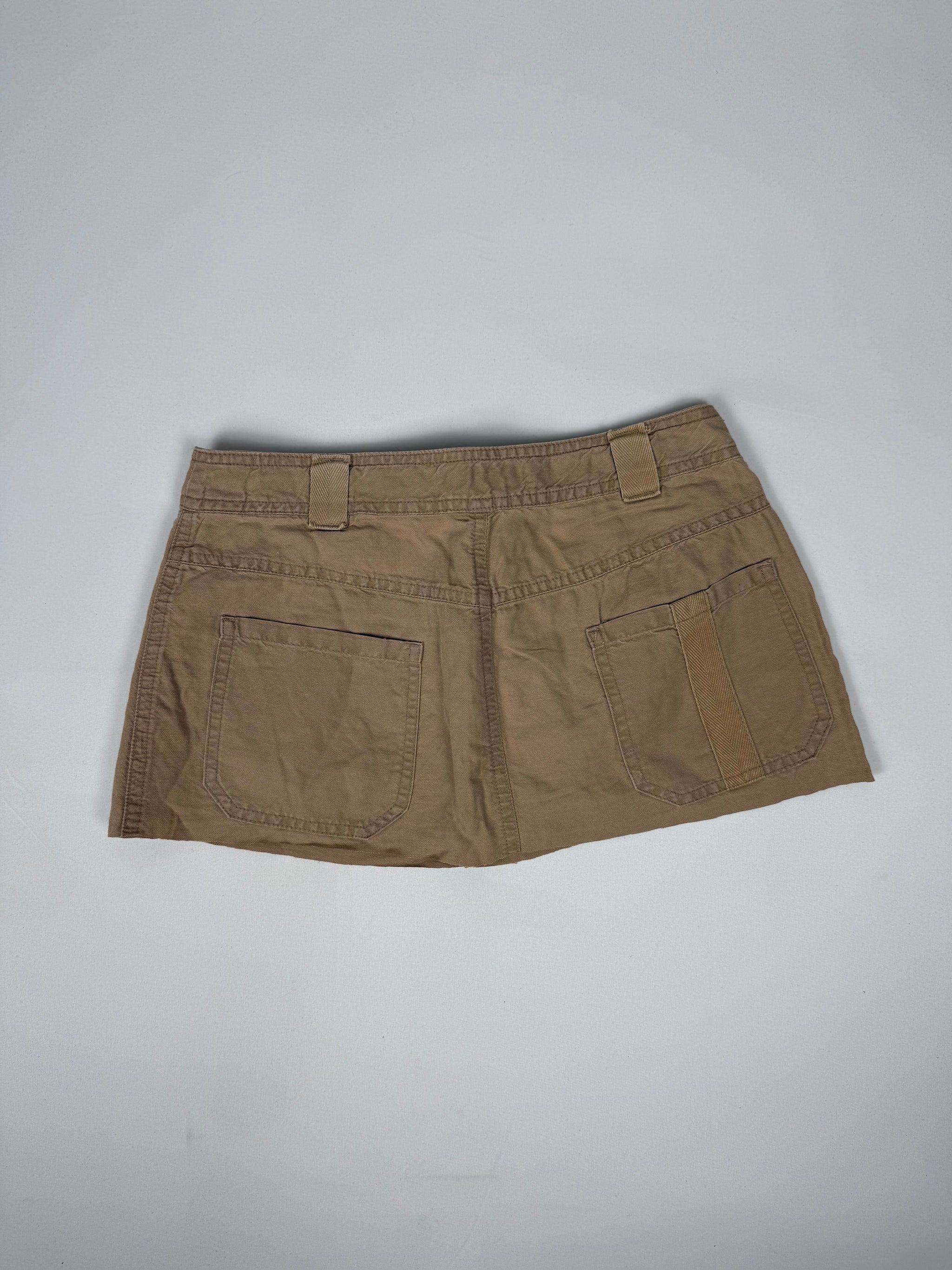 Beige denim low rise mini skirt (XS)