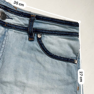 Blue denim low rise mini short (XS)