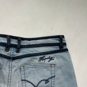 Blue denim low rise mini short (XS)