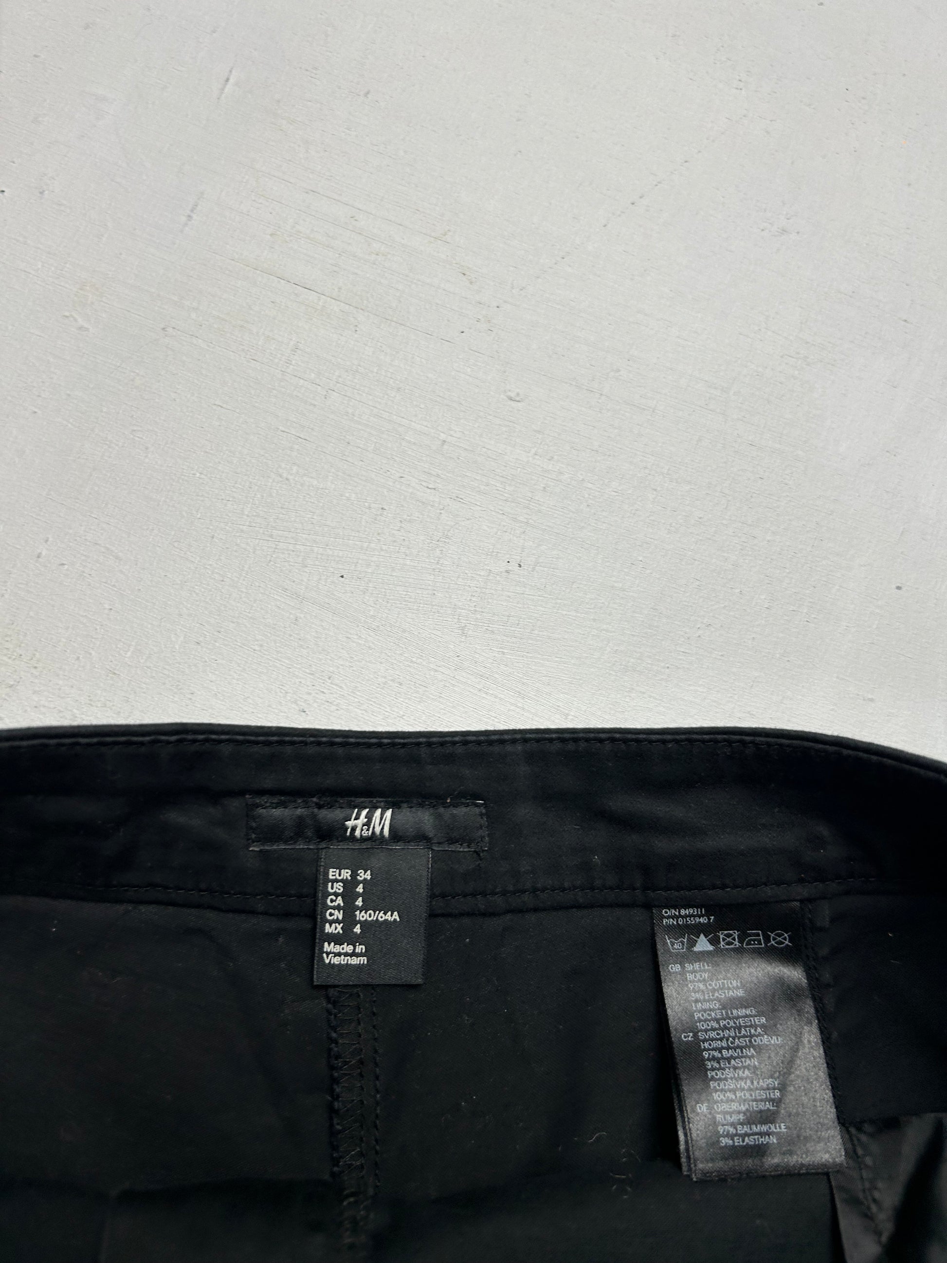 Black low rise mini / micro office short (XS/S)