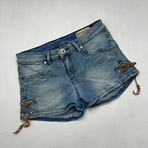 Blue denim low rise mini short (XS)