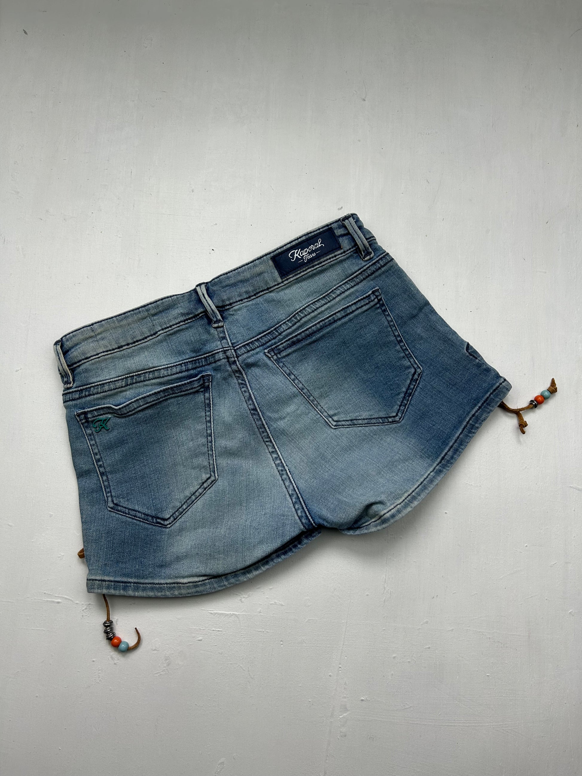 Blue denim low rise mini short (XS)