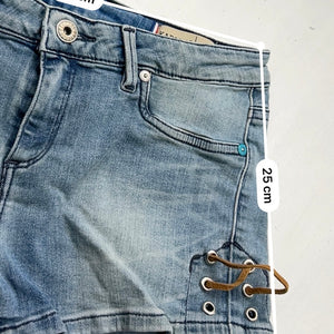 Blue denim low rise mini short (XS)