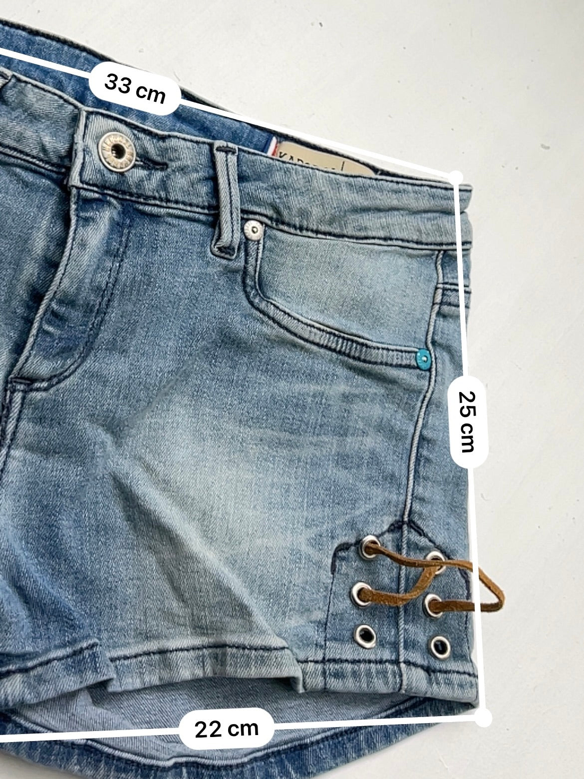 Blue denim low rise mini short (XS)