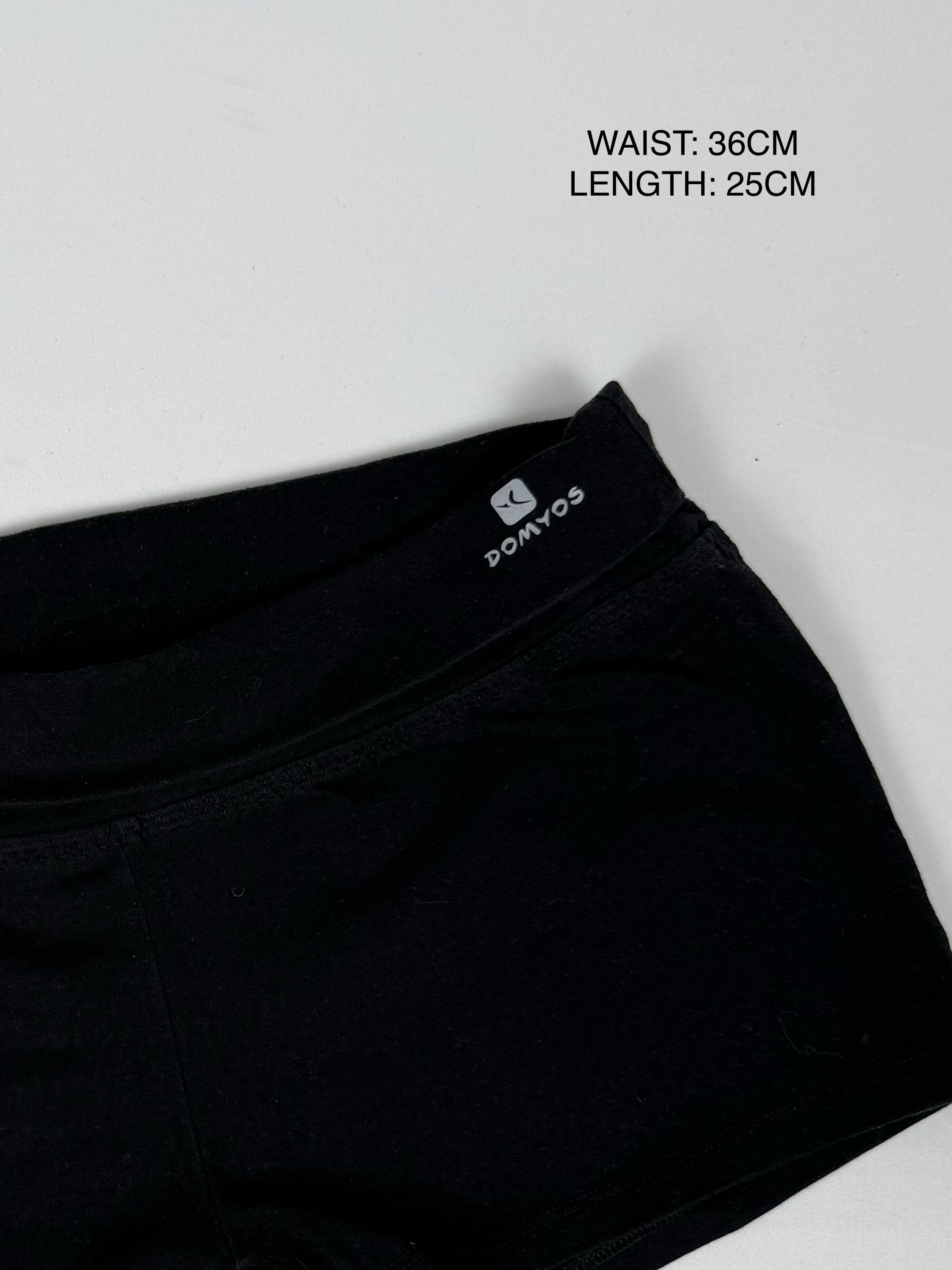 Black cotton activewear mini short (S)
