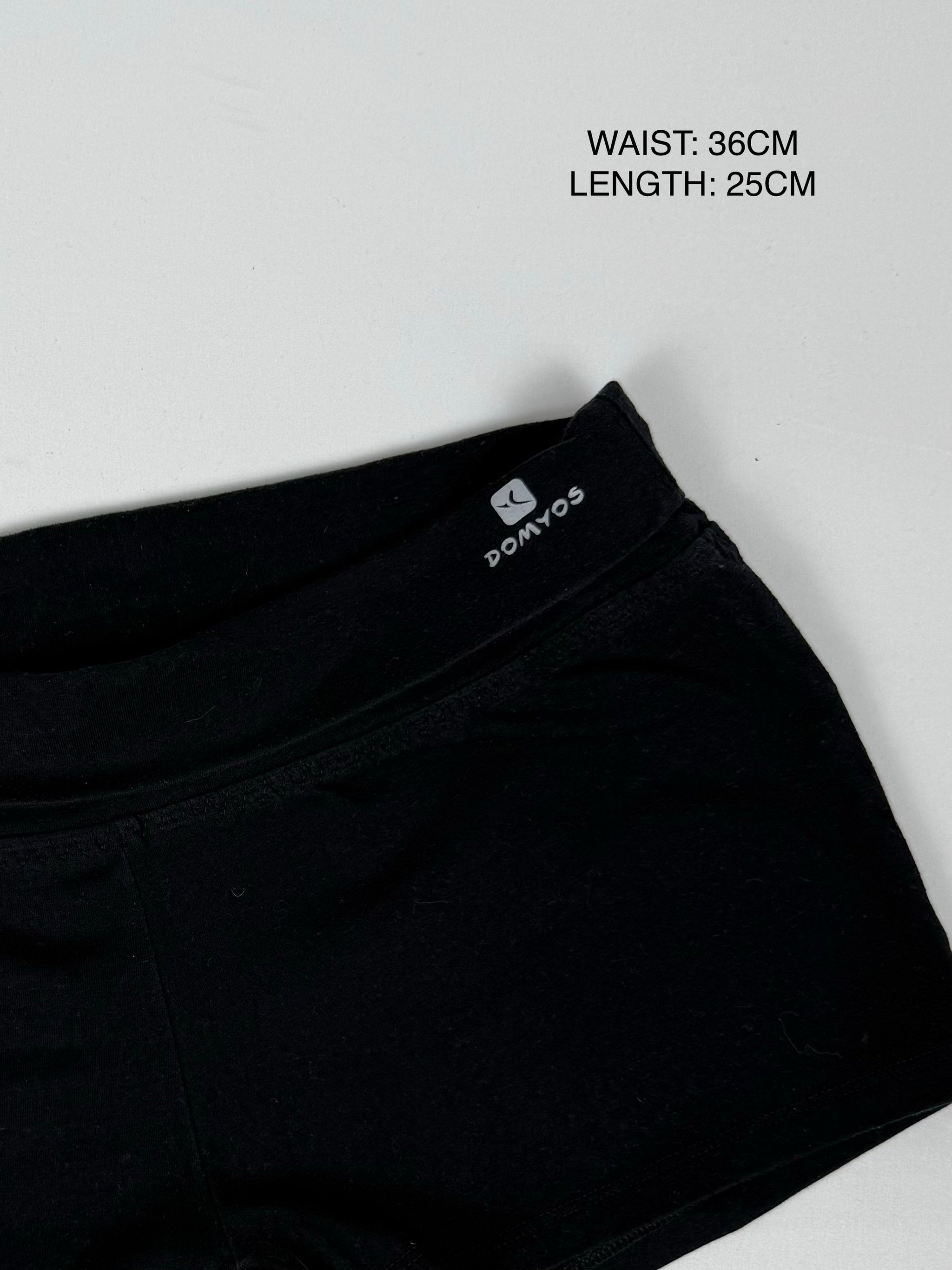 Black cotton activewear mini short (S)