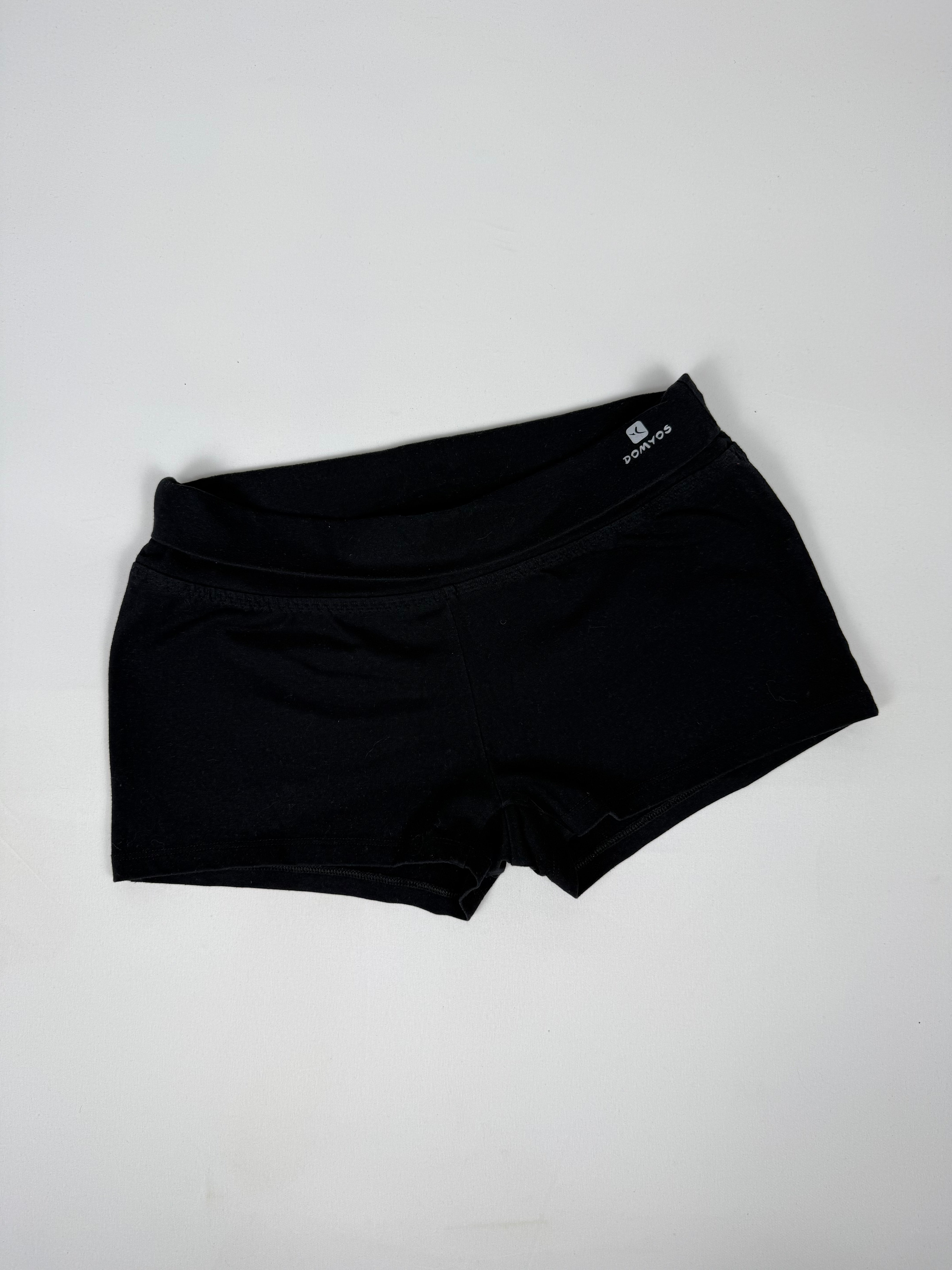 Black cotton activewear mini short (S)