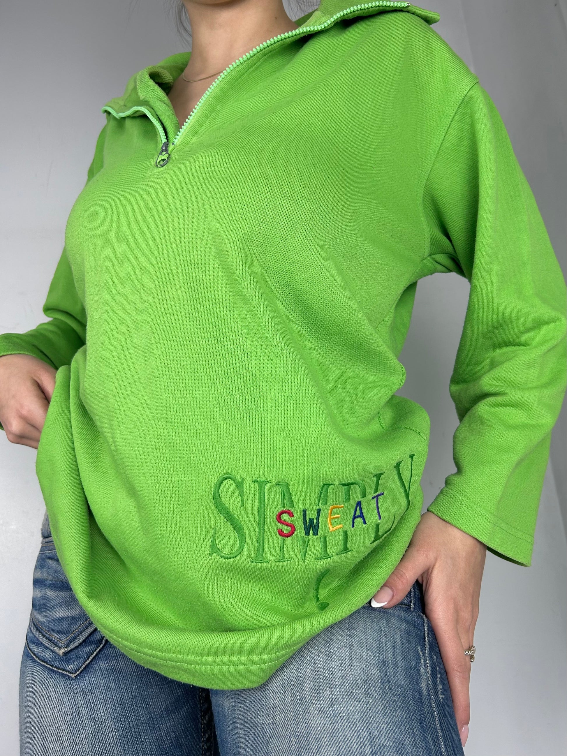 Green half zip logo sweatshirt (M)