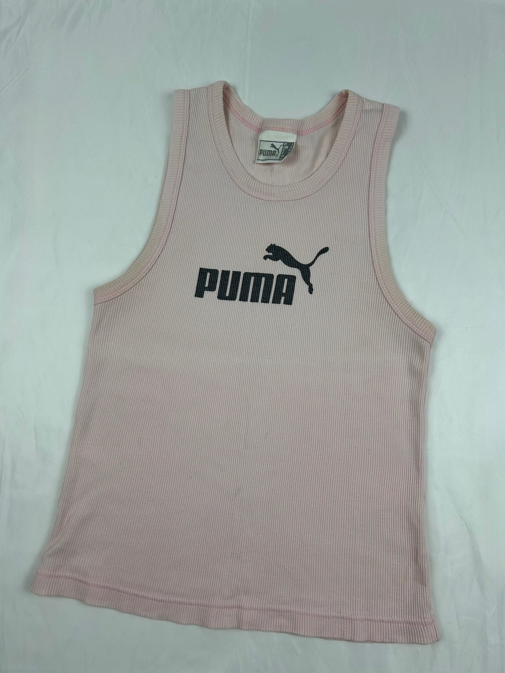 Baby pink ribbed logo tank top (M/L)