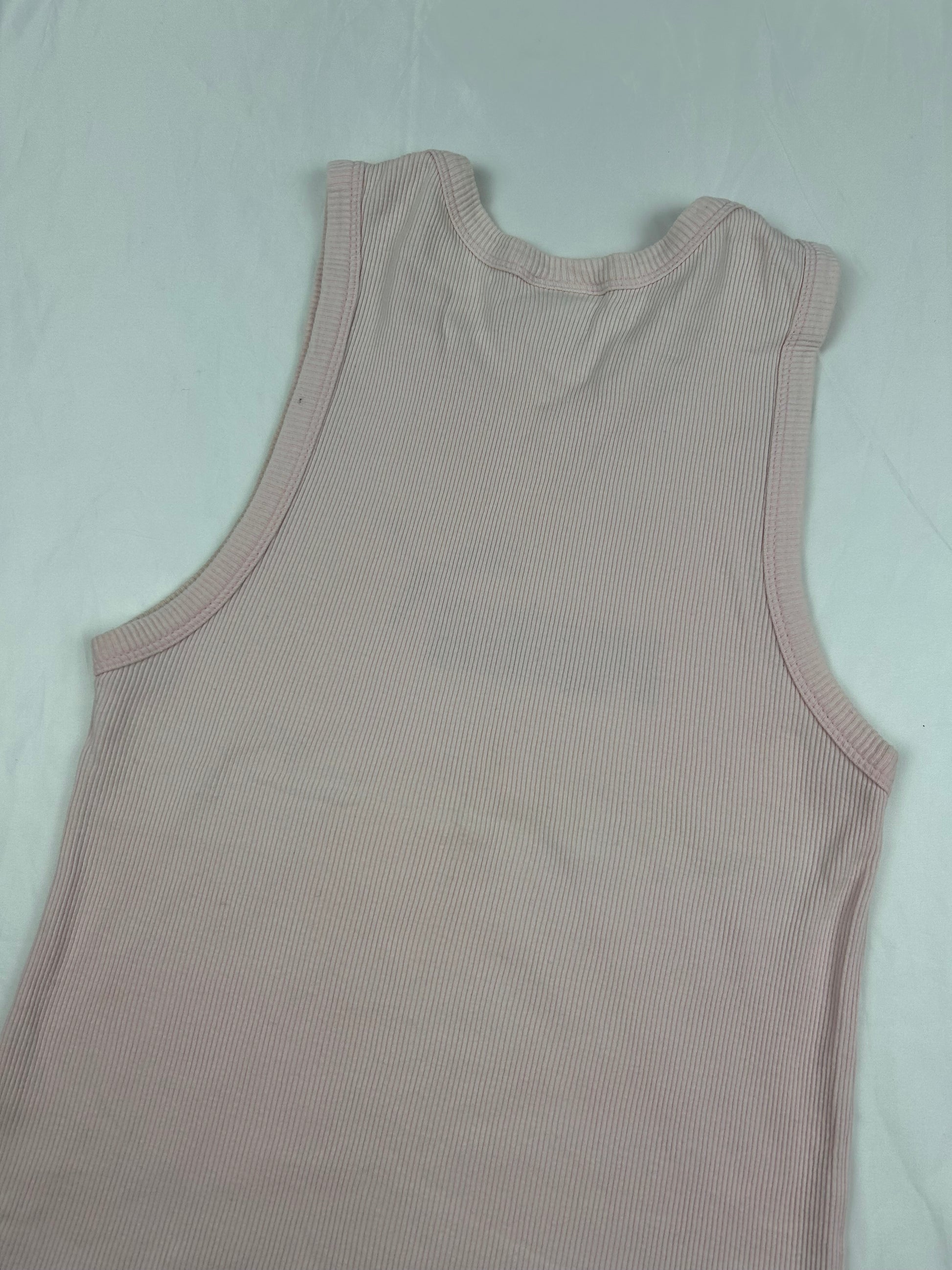 Baby pink ribbed logo tank top (M/L)