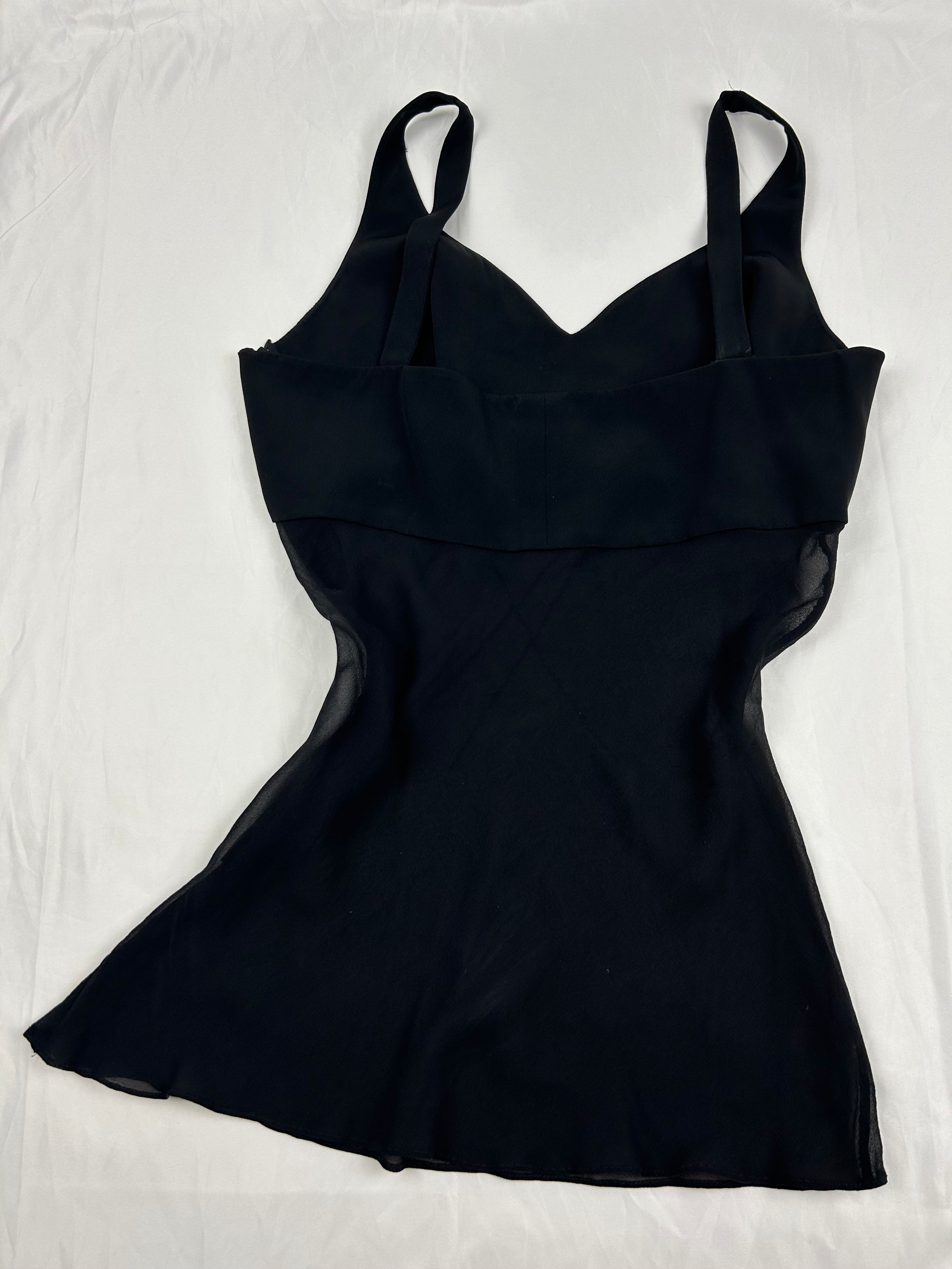 Black mesh lined asymmetric top (M)