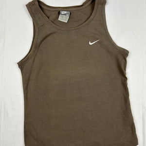 Khaki swoosh logo tank top (M)