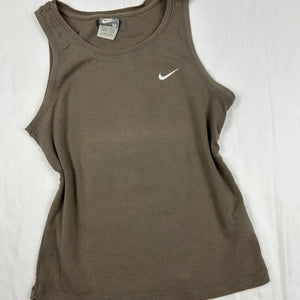 Khaki swoosh logo tank top (M)