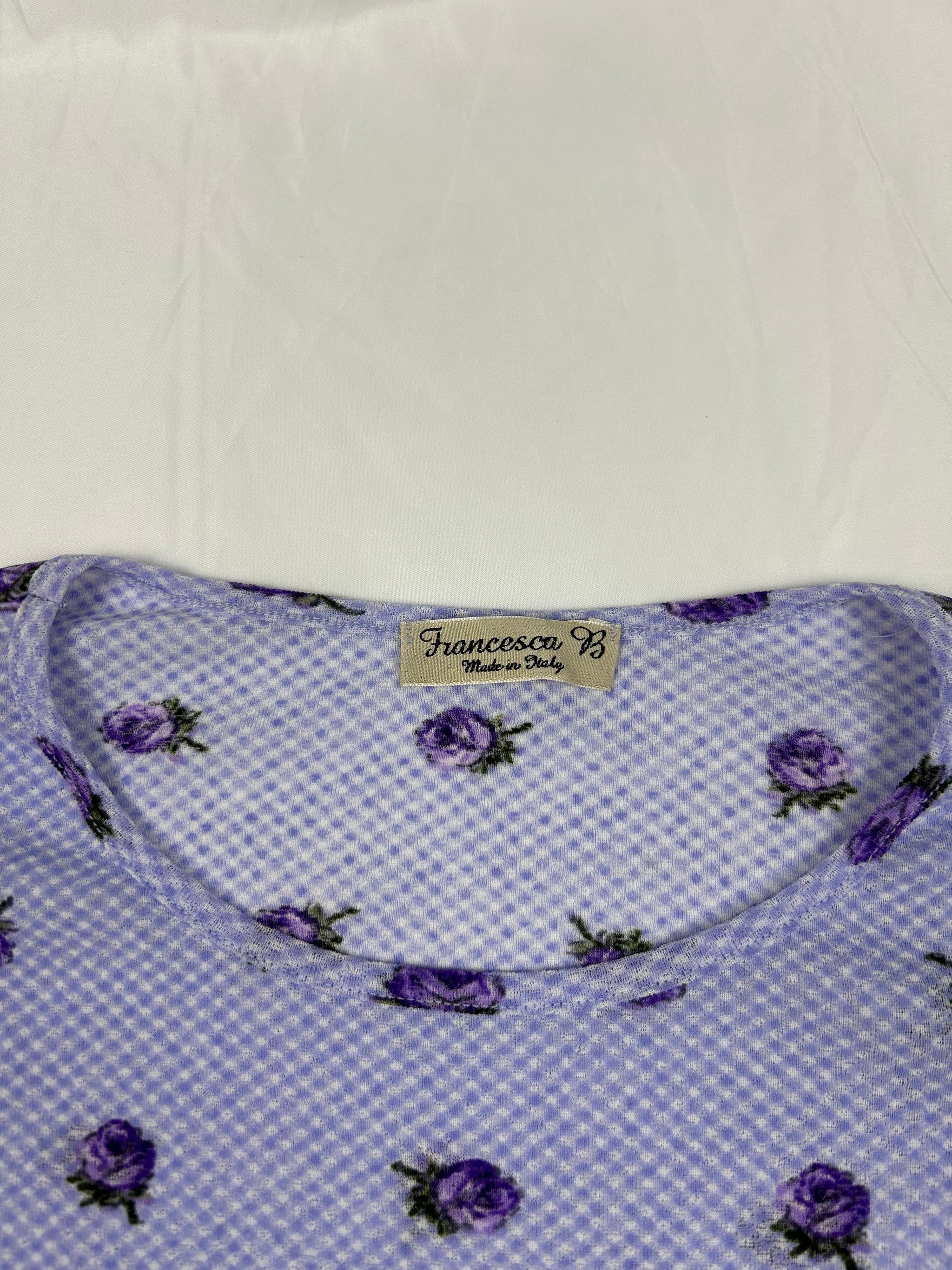 Lilac floral mesh long sleeves top (XL)