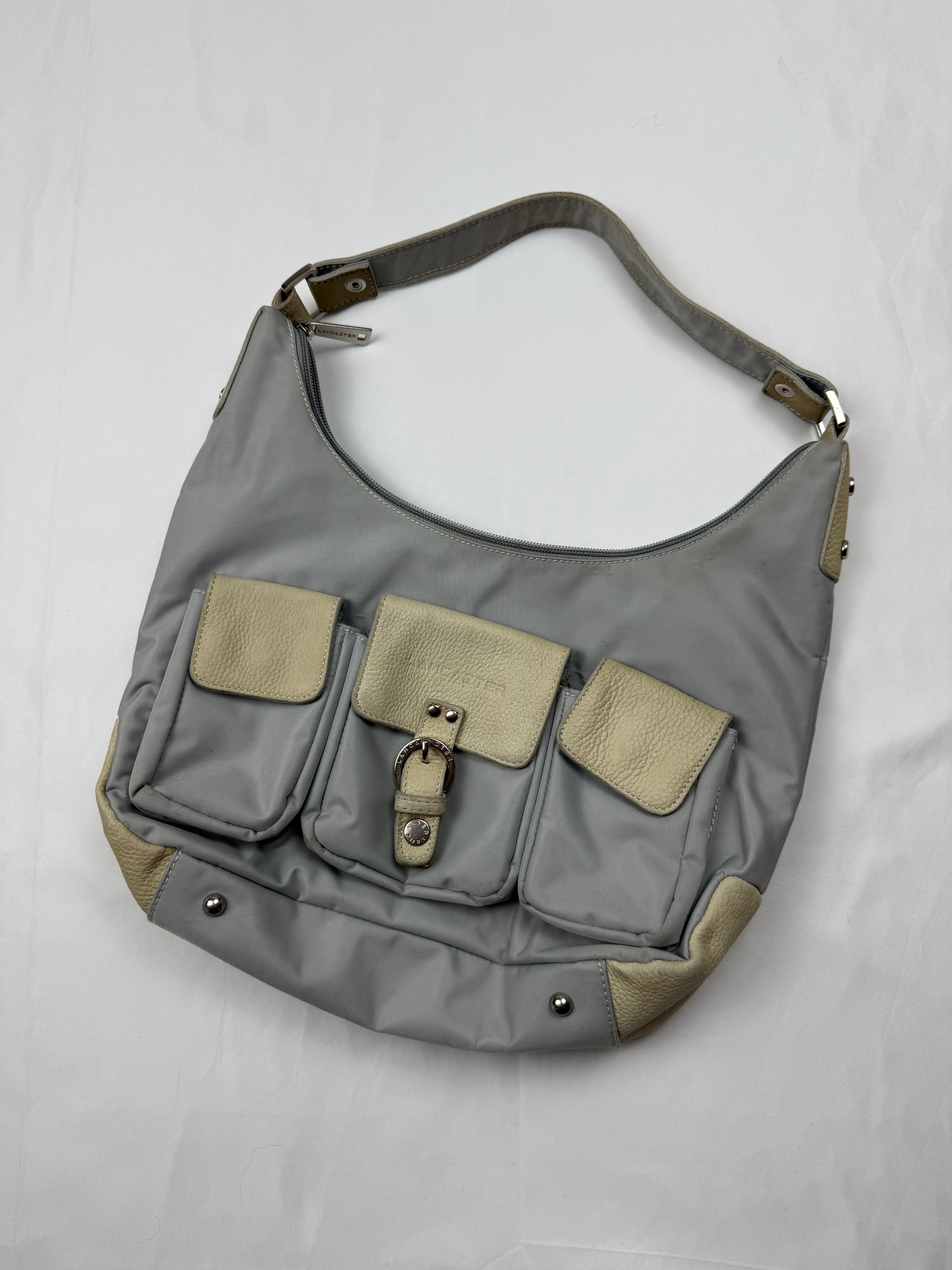 Baby blue pockets medium shoulder bag (31x23cm)