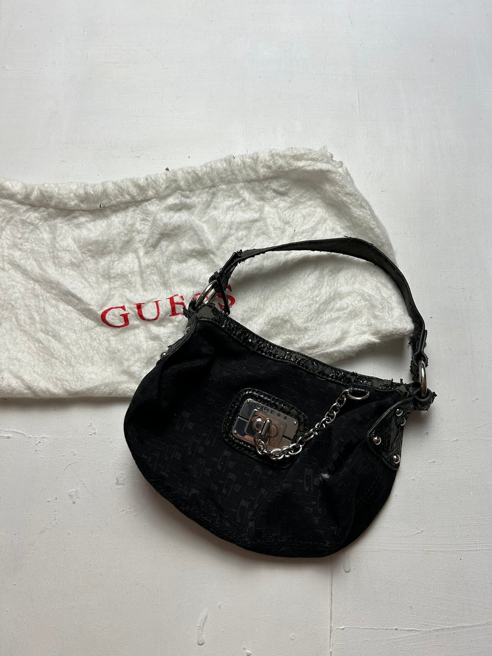 Black croco chain y2k vintage small shoulder bag