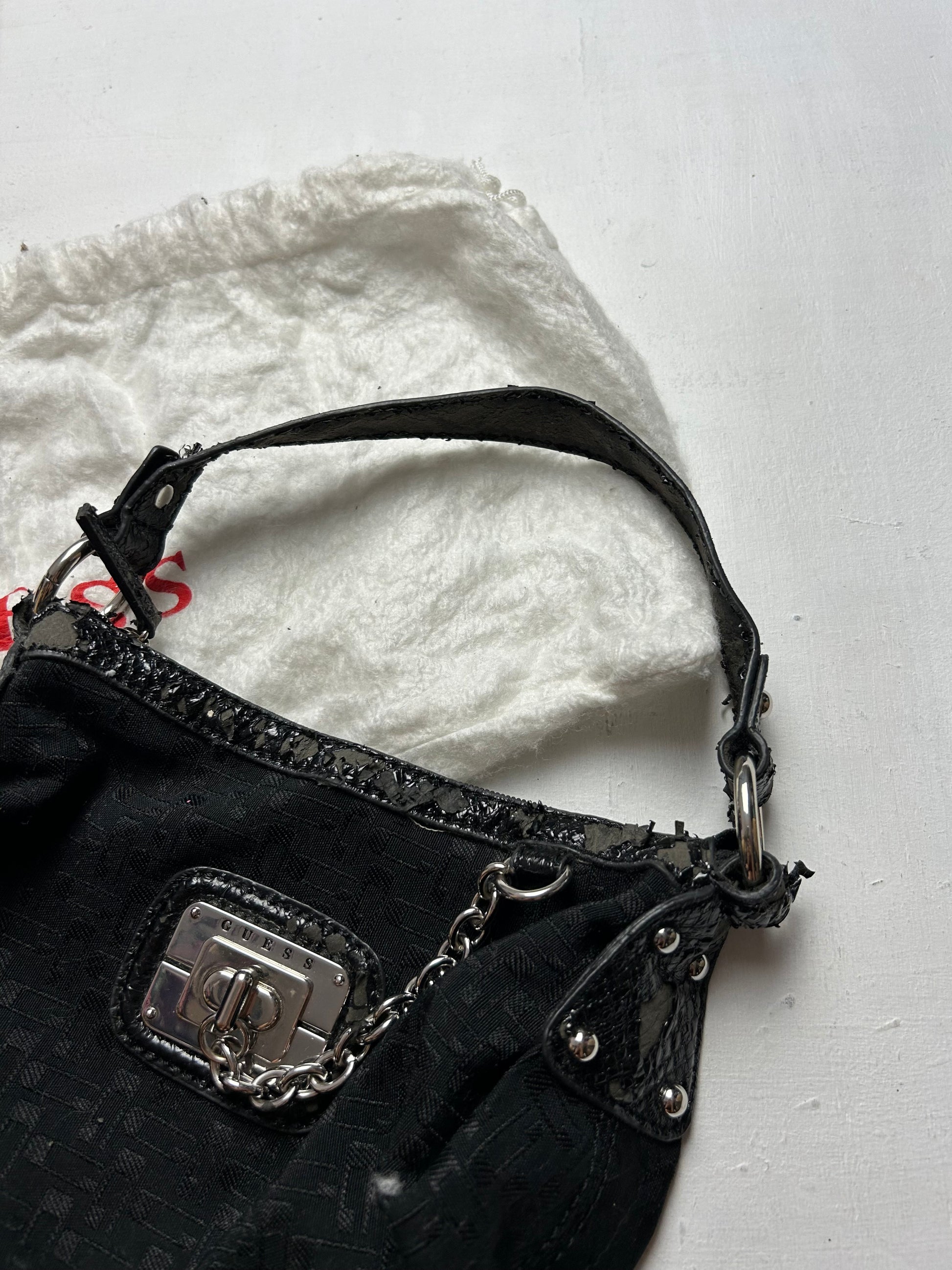 Black croco chain y2k vintage small shoulder bag