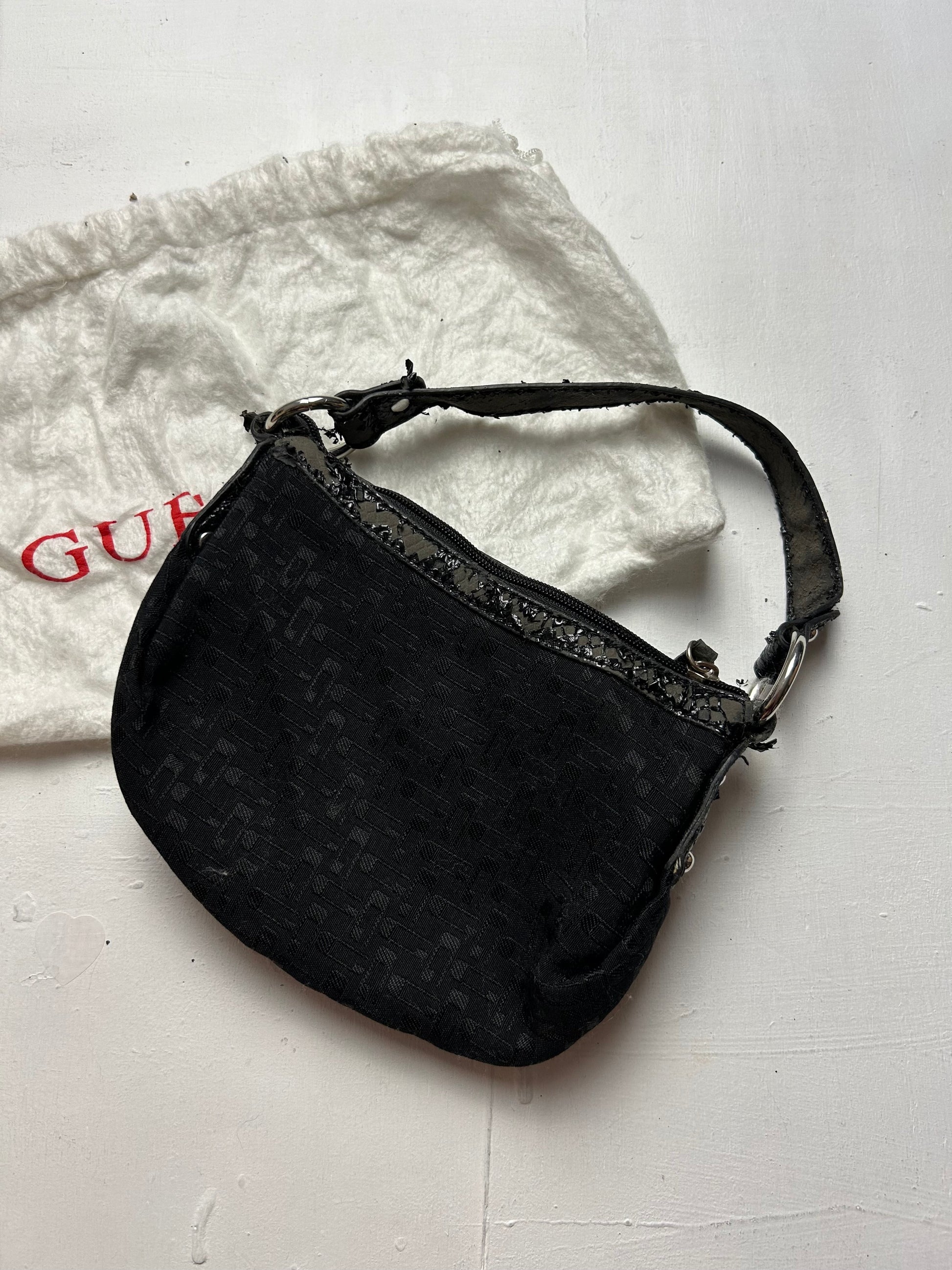 Black croco chain y2k vintage small shoulder bag