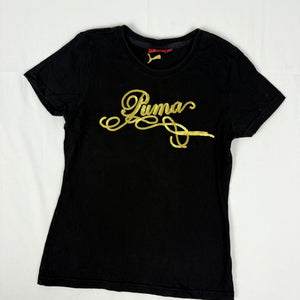 Black sequins gold logo tight fit tee (S/M)