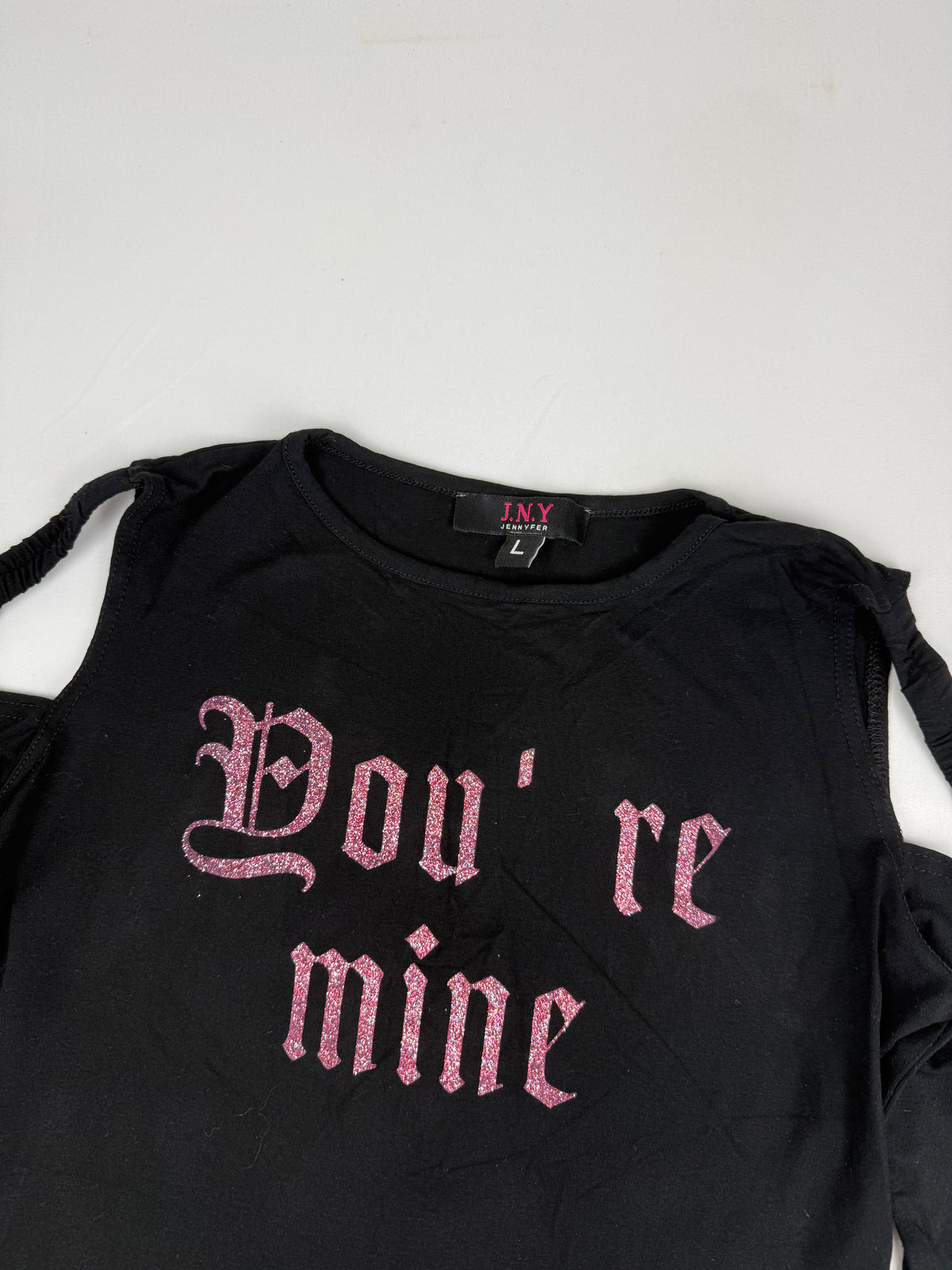 Black glitters logo long sleeves top (M)