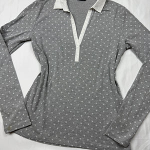 Grey 100% cotton polo long sleeves top (M)
