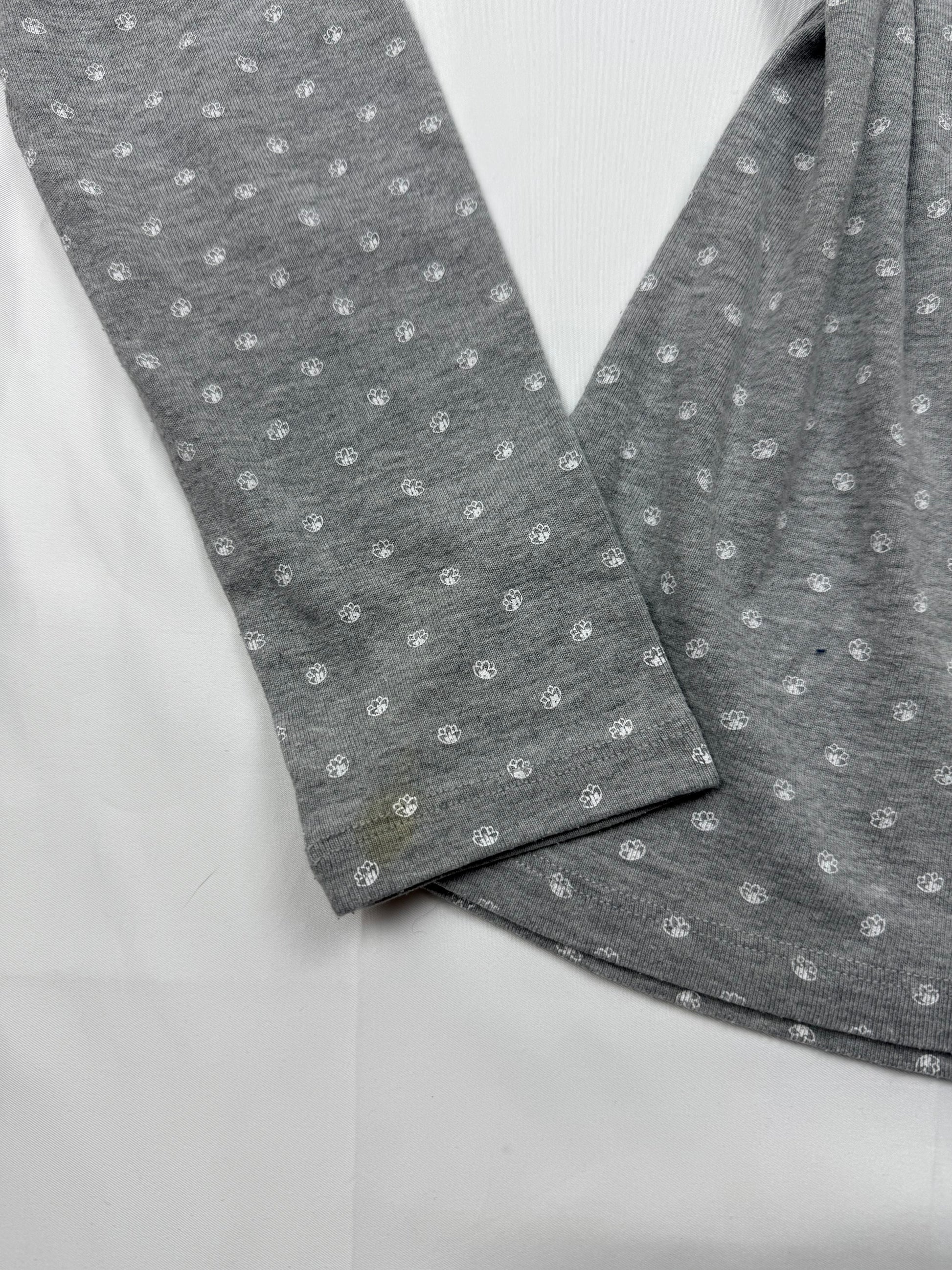 Grey 100% cotton polo long sleeves top (M)