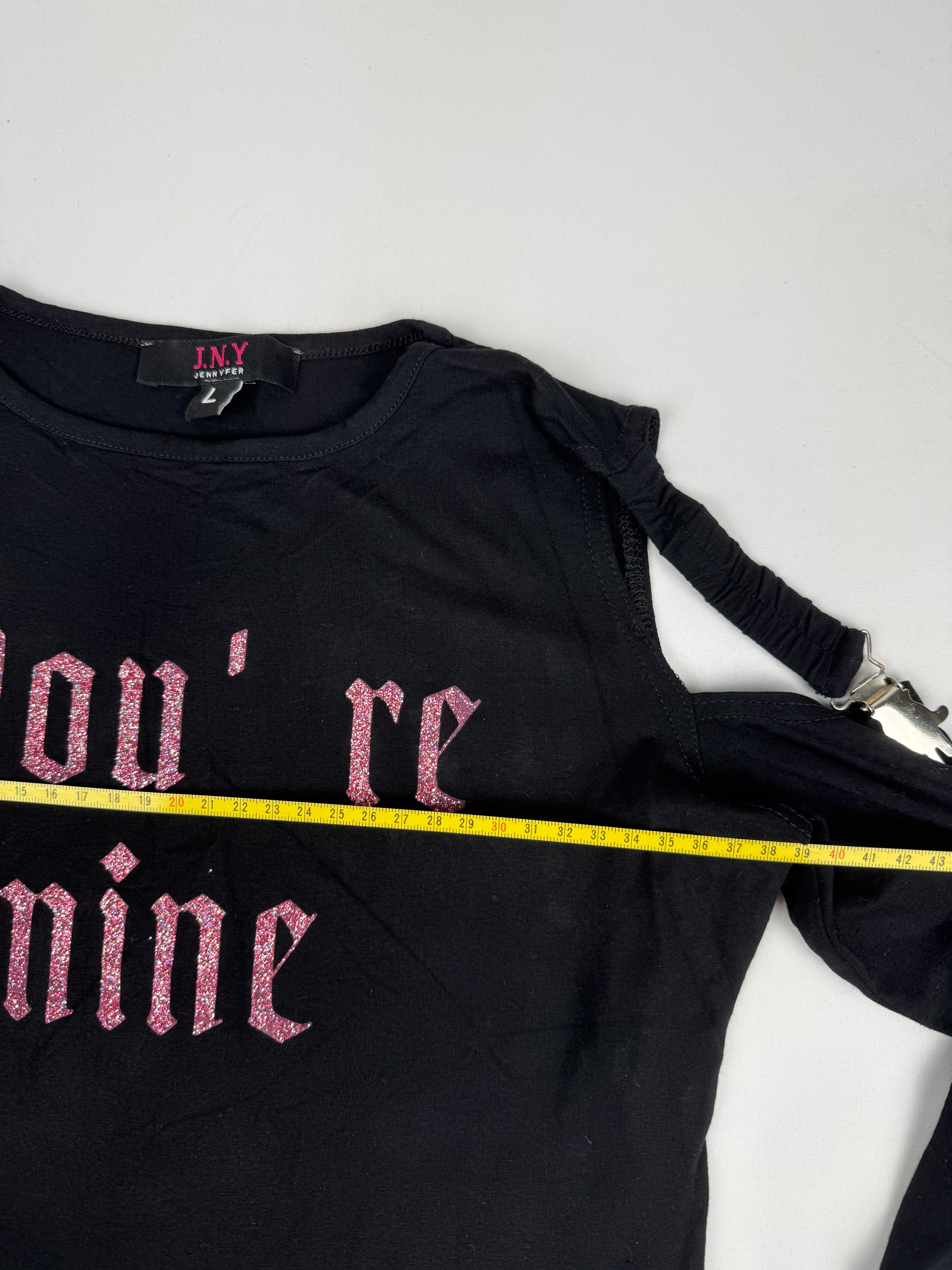 Black glitters logo long sleeves top (M)