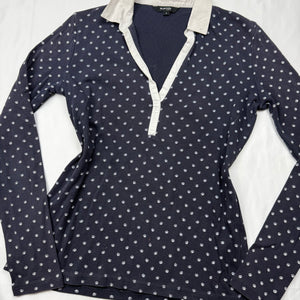 Navy 100% cotton polo long sleeves top (M)