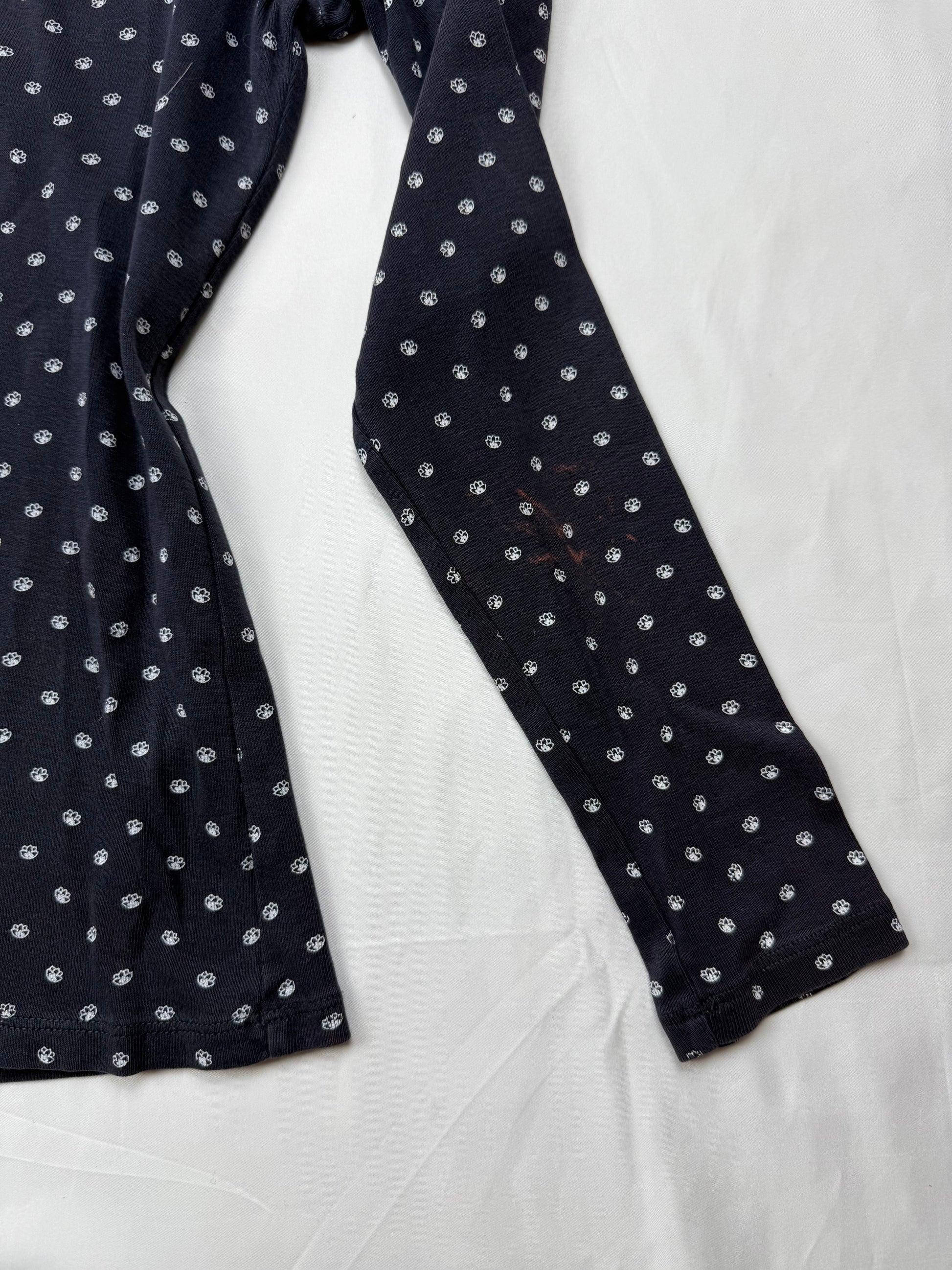 Navy 100% cotton polo long sleeves top (M)