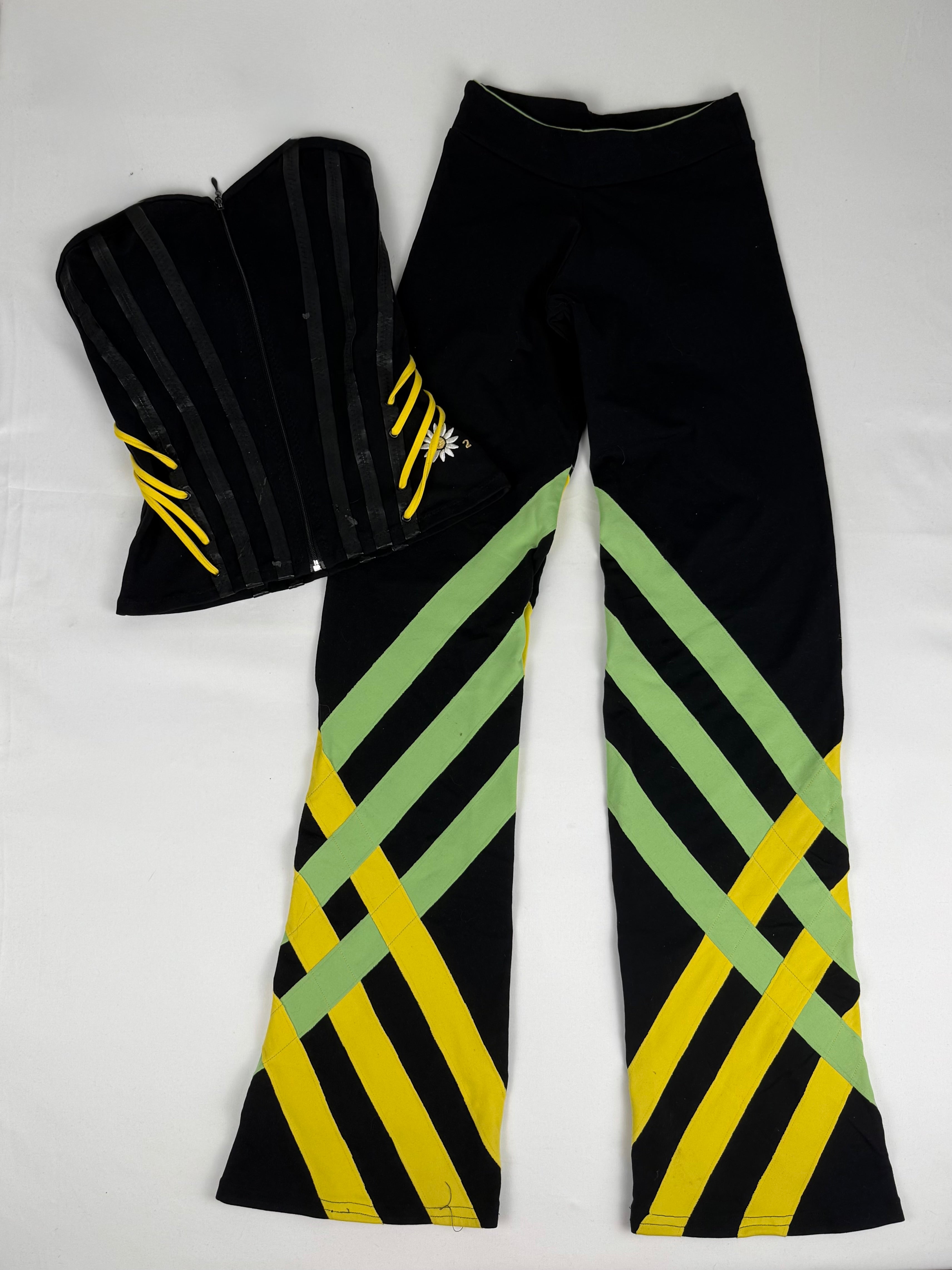 Black stretchy flare pants + corset top set (XS)