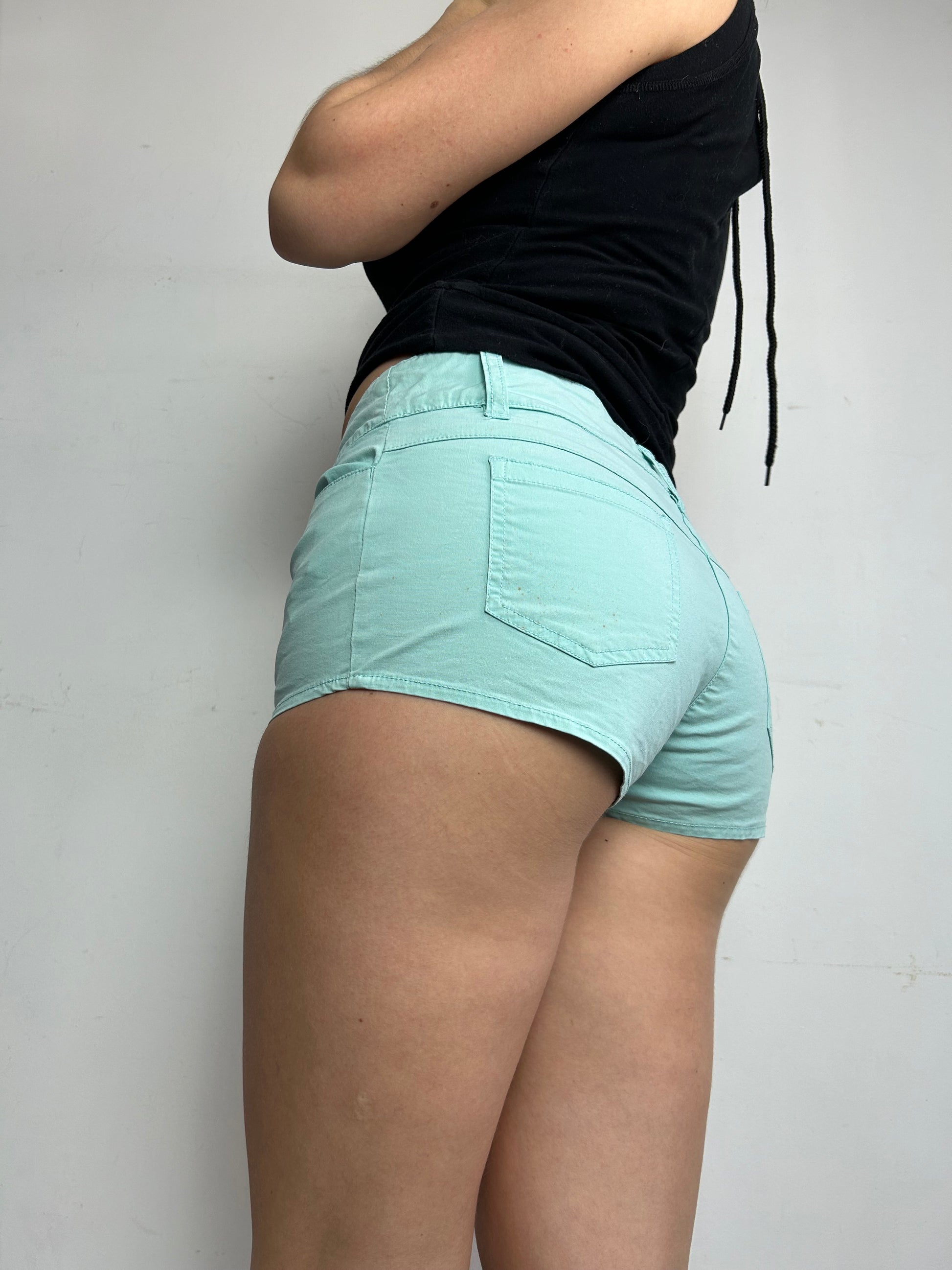 Blue low rise mini / micro office short (M)