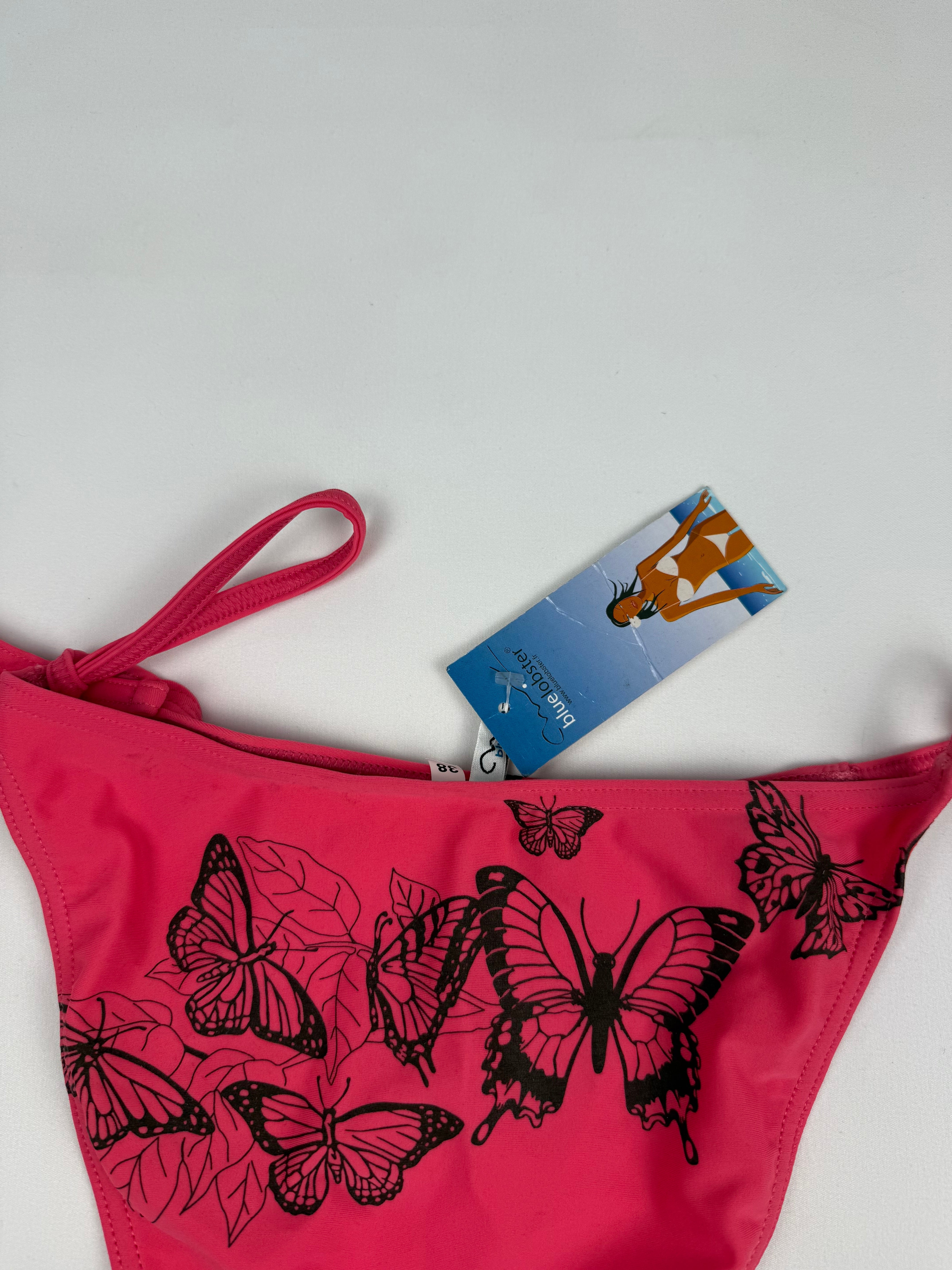 Pink butterflies print bikini bottom (M)