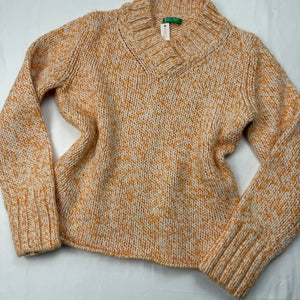 Beige knitted warm jumper (S)