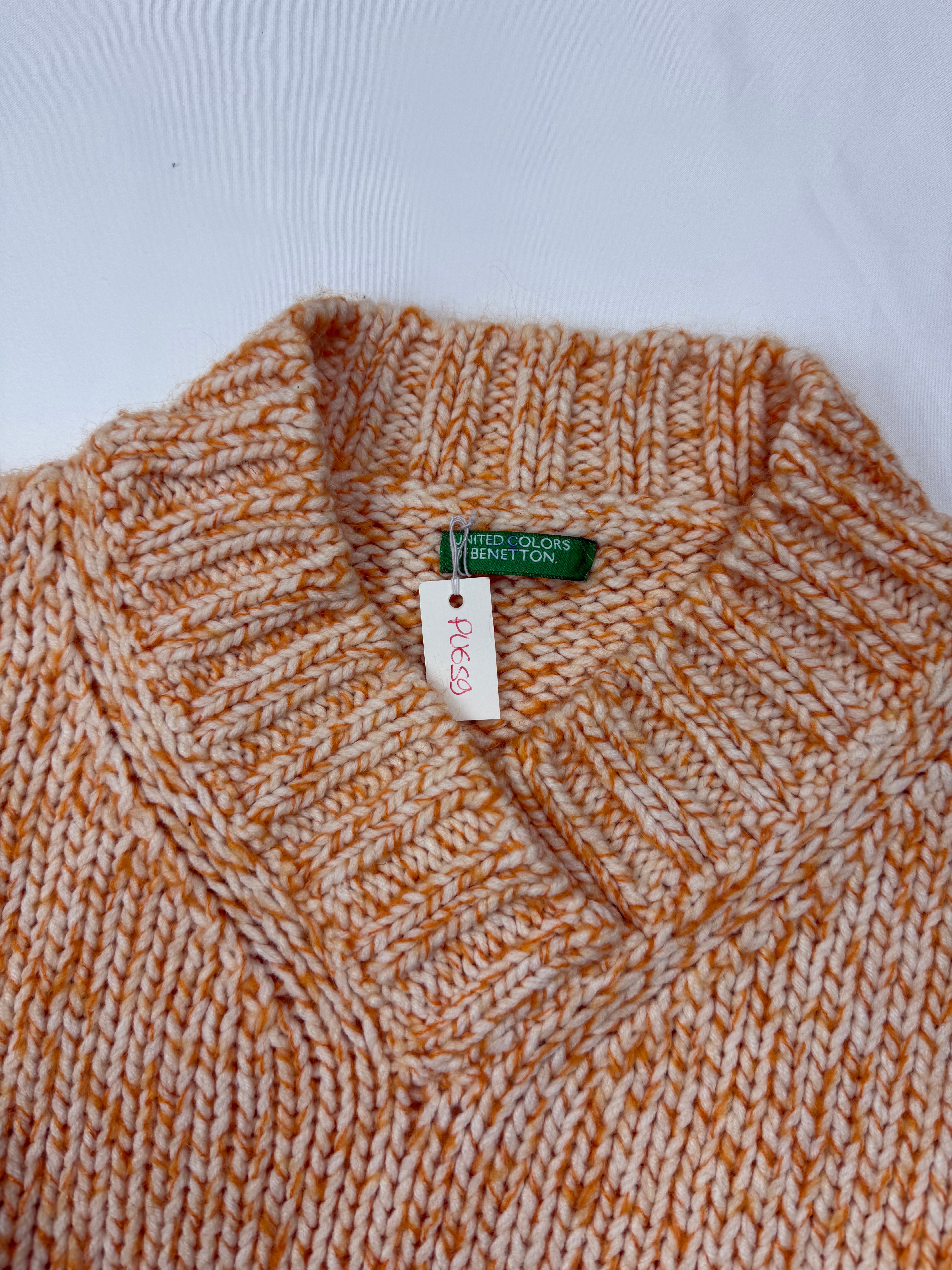 Beige knitted V neck jumper (S)