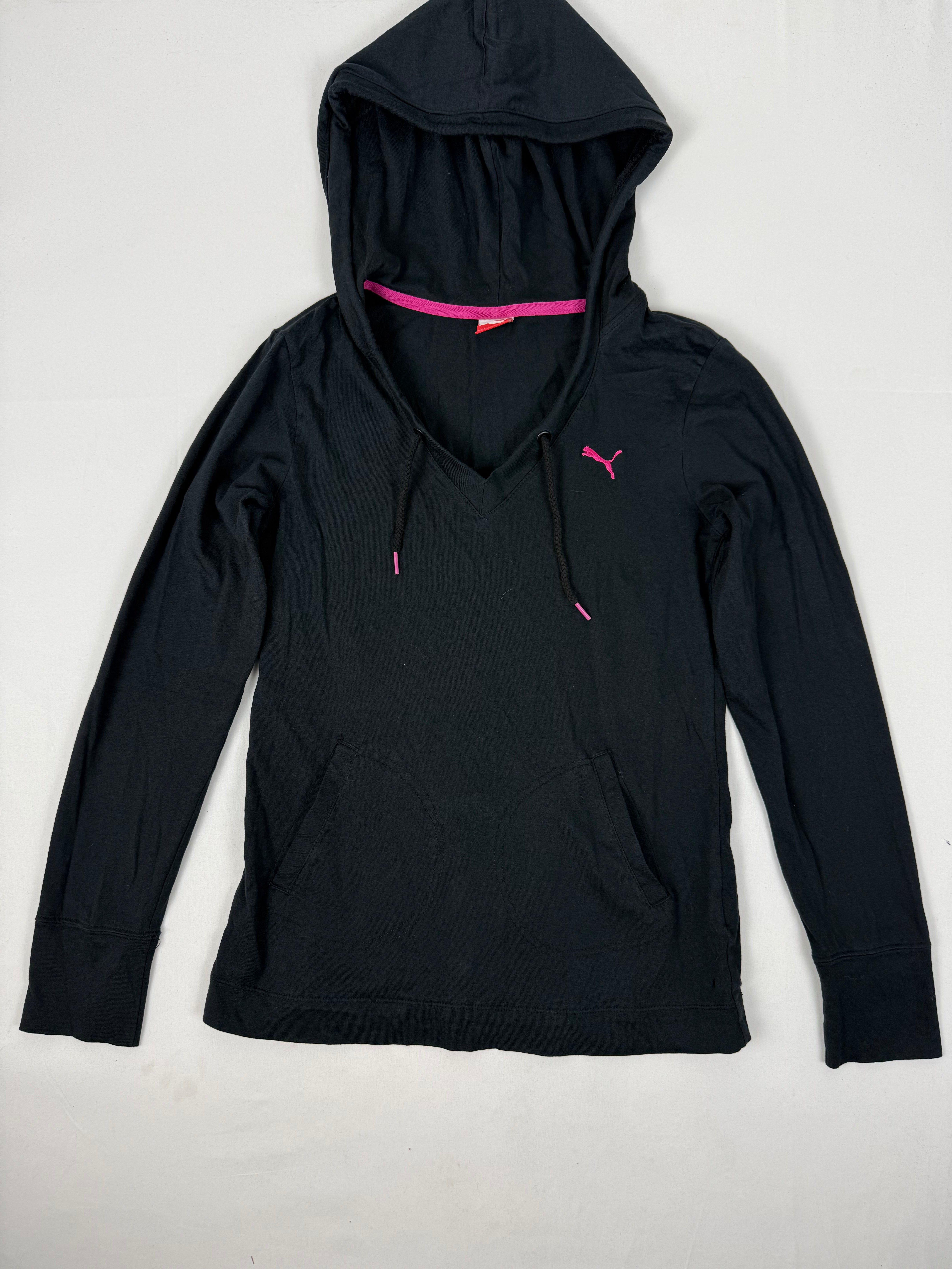 Black logo cotton hoodie (XS/S)