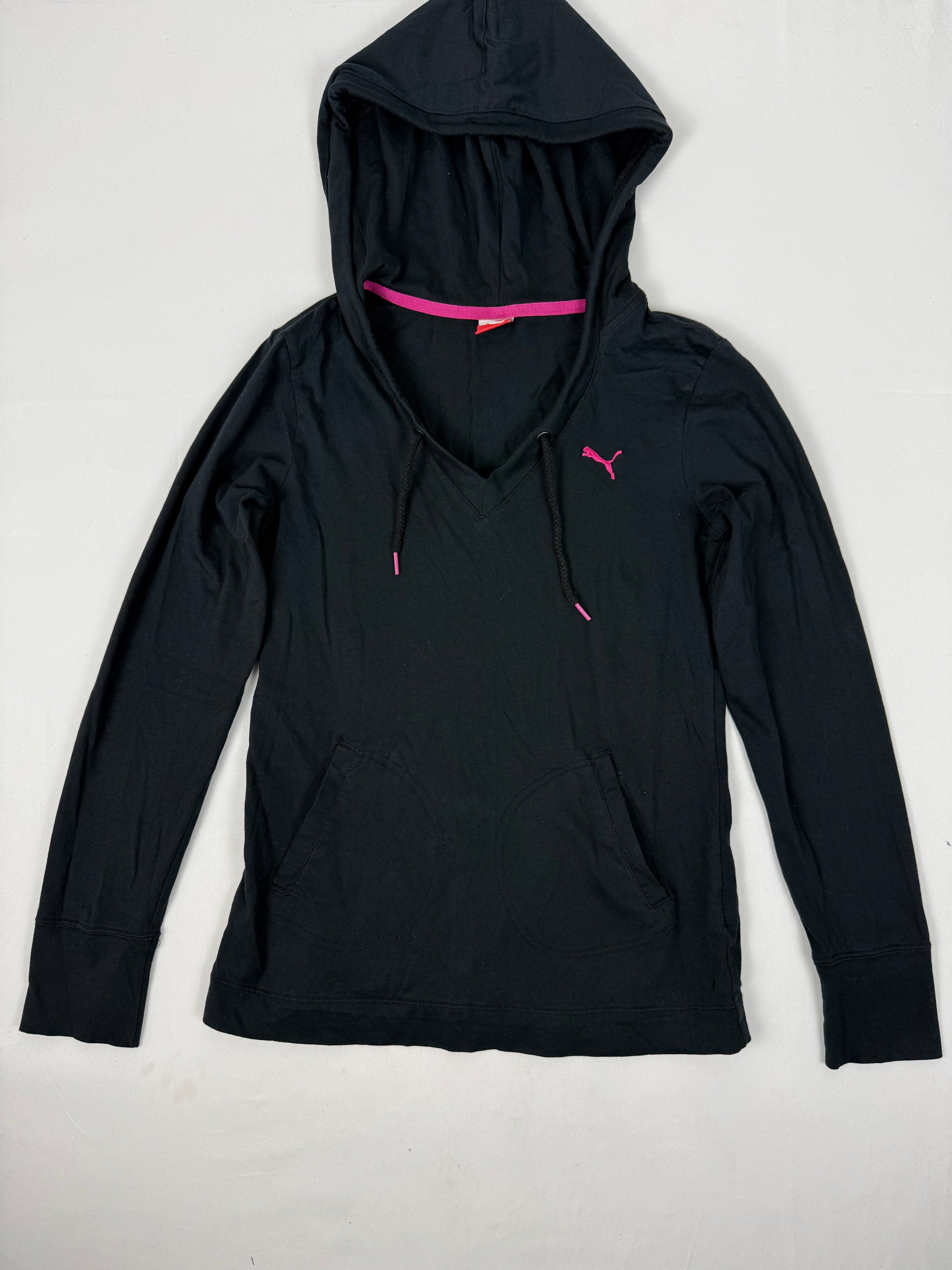 Black logo cotton hoodie (XS/S)